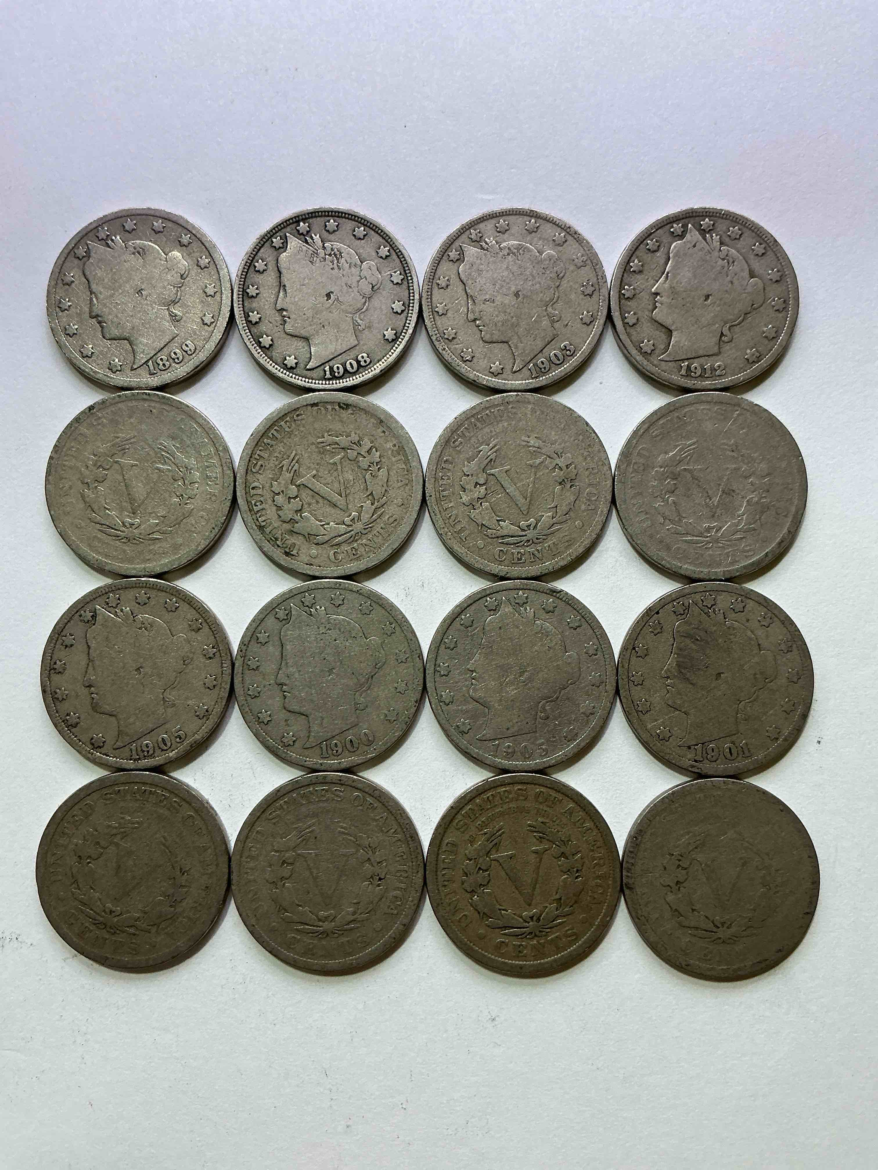 Antique U.S. V Nickels! Think Of The History These Coins Have Seen!, Liberty Head V Nickels Were Minted Up Until 1913 & Were The Style Of Nickels Before Buffalo Nickels. Own Some Cool Pieces Of History! Rare To See These Coins With The "Date On" In Circulated Condition!
