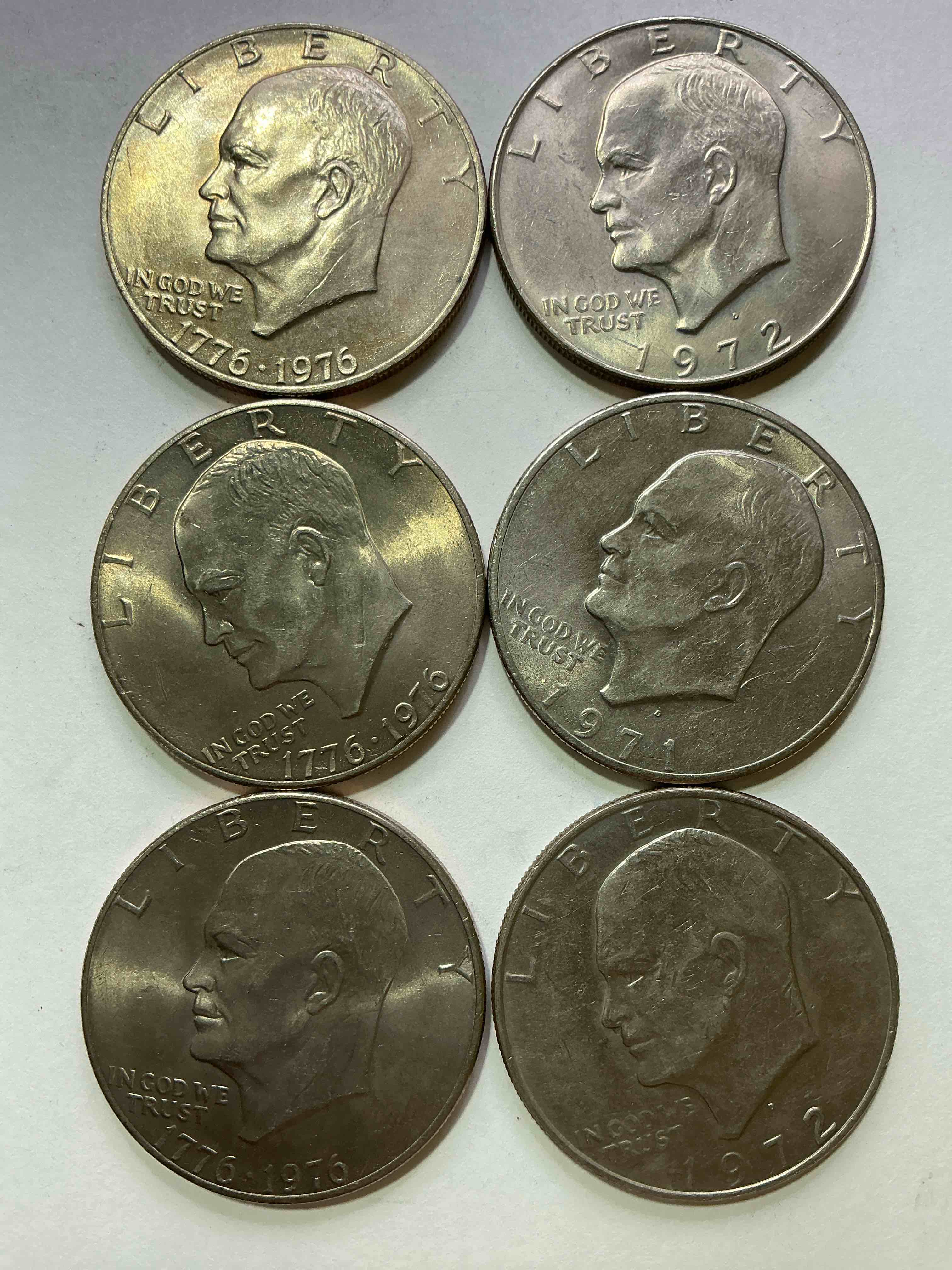 Gorgeous Eisenhower Dollar Coins! These Striking, Large U.S. Coins Were Minted From 1971-1978. Here Are Gorgeous Examples Of “Ike" Dollars From 1976 & More! These Coins Have Become Immensely Popular With Collectors & Some Have Great Toning!