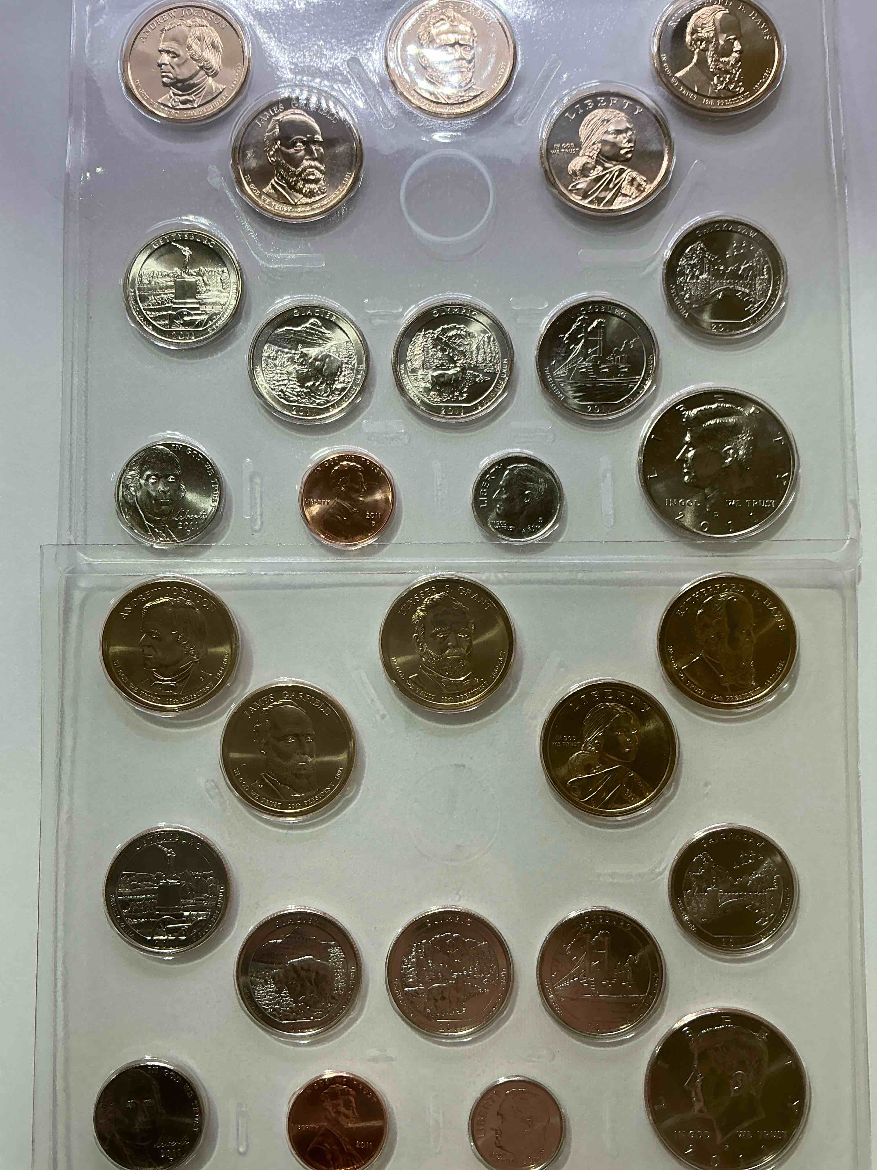 2011 Uncirculated Mint Coins! 28 Coin Lot, With MULTIPLE Dollar Coins, Half Dollars, Quarters, Dimes, Nickels & Pennies! WOW!