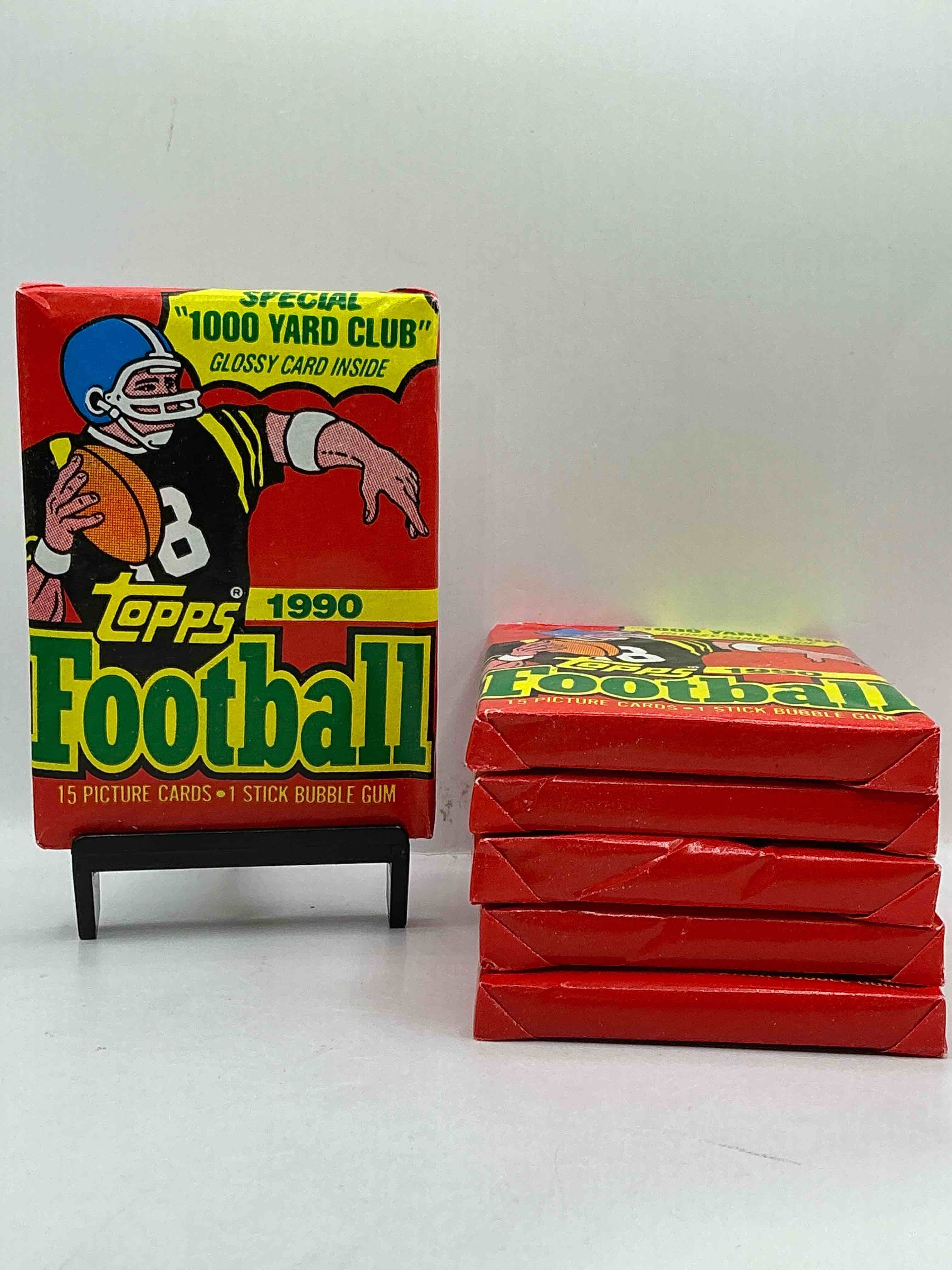 Joe Montana, Emmitt Smith & Barry Sanders!? 1990 Topps Football Unopened Sports Card Wax Pack, Direct From Original Retail Box! Getting Hard To Find! Search For Early Barry Sanders & Jerry Rice & So Much More!