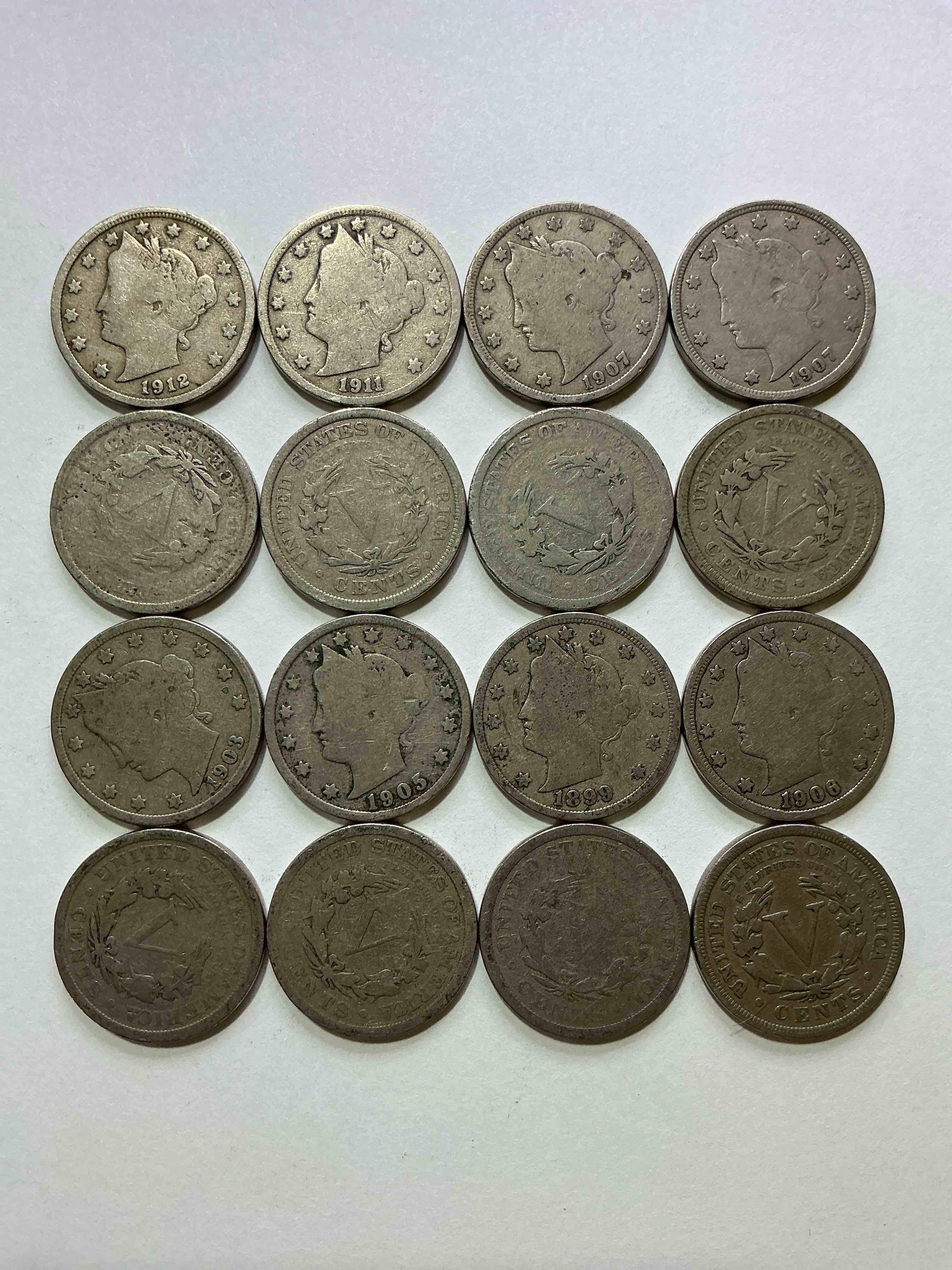 Condition photo showing Good Condition for Antique U.S. V Nickels! Think Of The History These Coins Have Seen!, Liberty Head V Nickels Were Minted Up Until 1913 & Were The Style Of Nickels Before Buffalo Nickels. Own Some Cool Pieces Of History! Rare To See These Coins With The "Date On" In Circulated Condition!