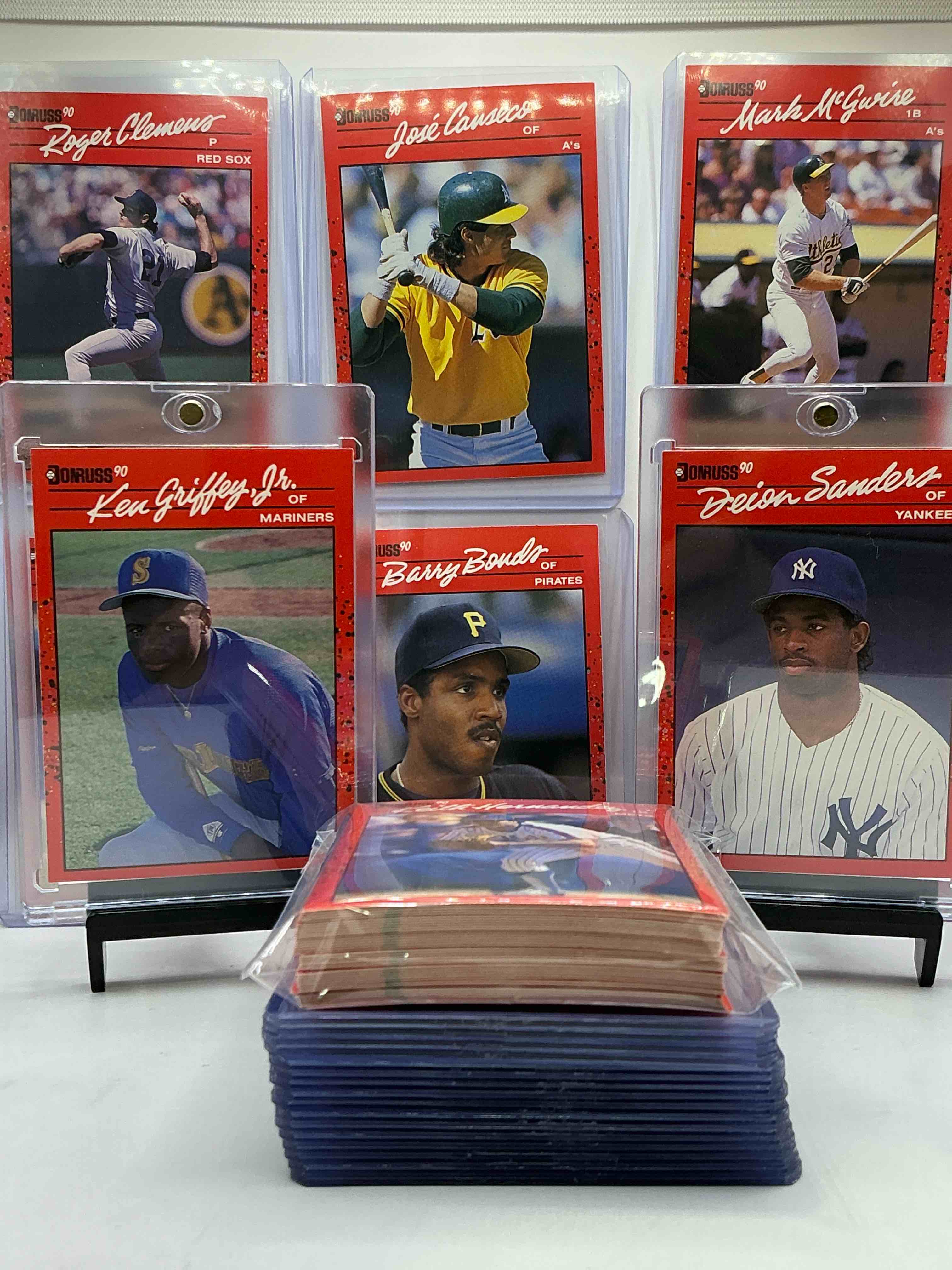 1990 Donruss Baseball 50 Card Craziness! KEN GRIFFEY JR, Bo Jackson, Randy Johnson, Barry Bonds, John Smoltz, Kirby Puckett, Tom Glavine, Rickey Henderson, Don Mattingly, Cal Ripken, Wade Boggs, Doc Gooden, Greg Maddux, Fernando Valenzuela, Nolan Ryan, Roger Clemens, George Brett, Tony Gwynn & More! The BEST Players From The Time! Super Rare Set With All Of These Stars! 50 Card Craziness! Legends, Heroes & Commons!