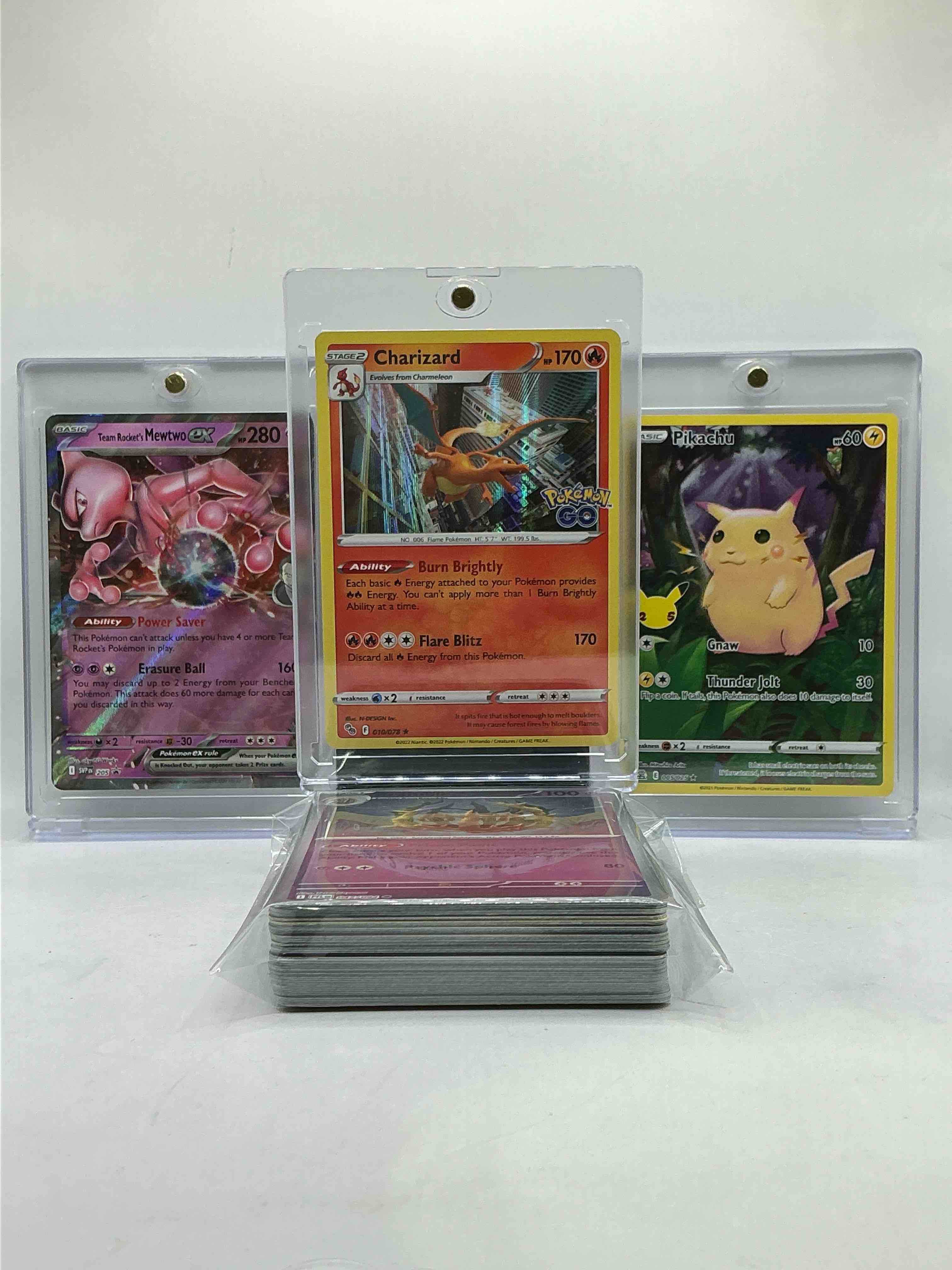 WOW! Pokémon Palooza! Charizard, Pikachu & Mewtwo Holos! Insane Trio! This 50 Card Pokémon Lot Includes Commons, Heroes, Rare Cards, Legends & More! WOW! Pokémon Craziness: 