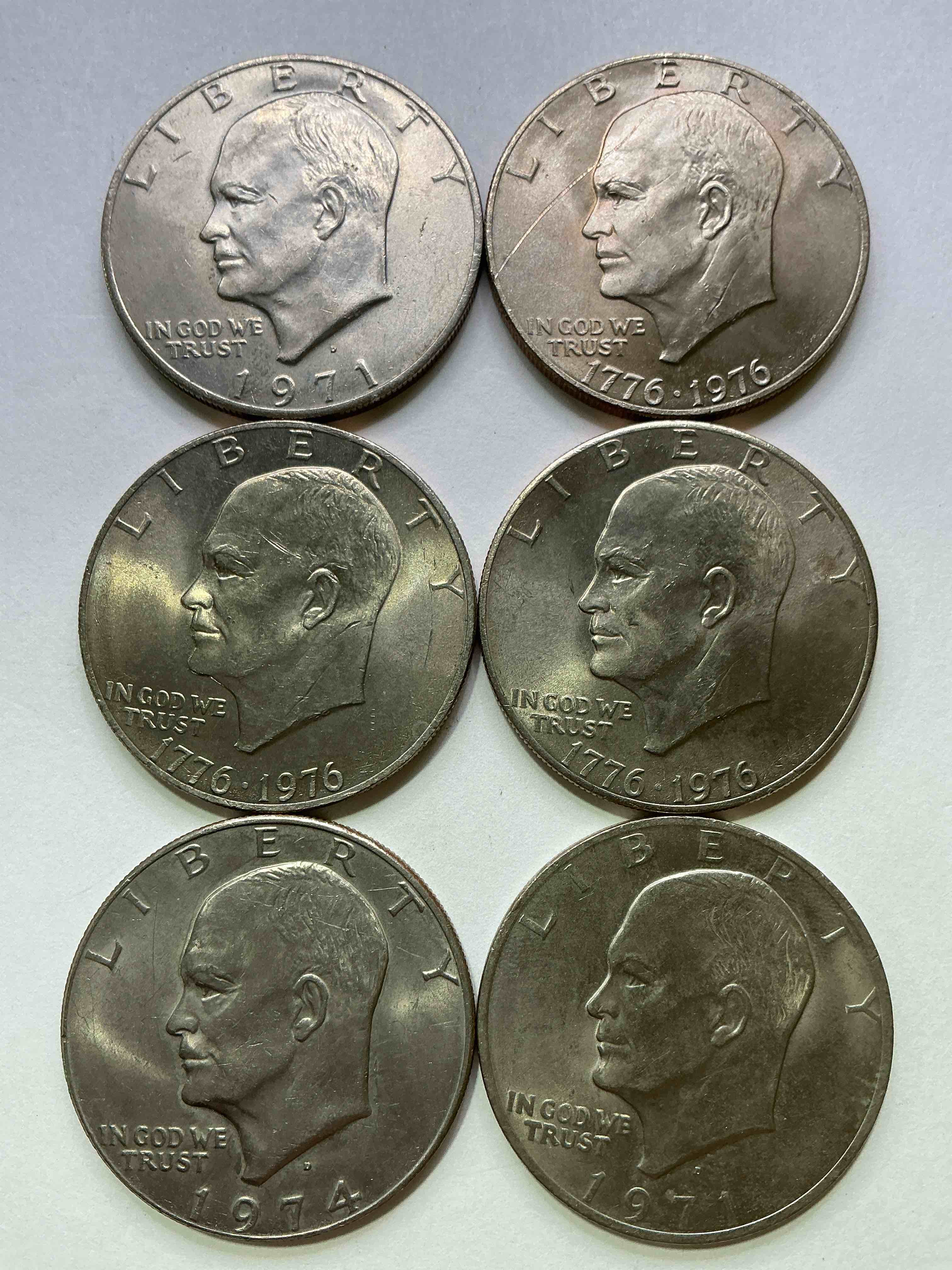 Gorgeous Eisenhower Dollar Coins! These Striking, Large U.S. Coins Were Minted From 1971-1978. Here Are Gorgeous Examples Of “Ike" Dollars From 1976! These Coins Have Become Immensely Popular With Collectors & Some Have Great Toning!