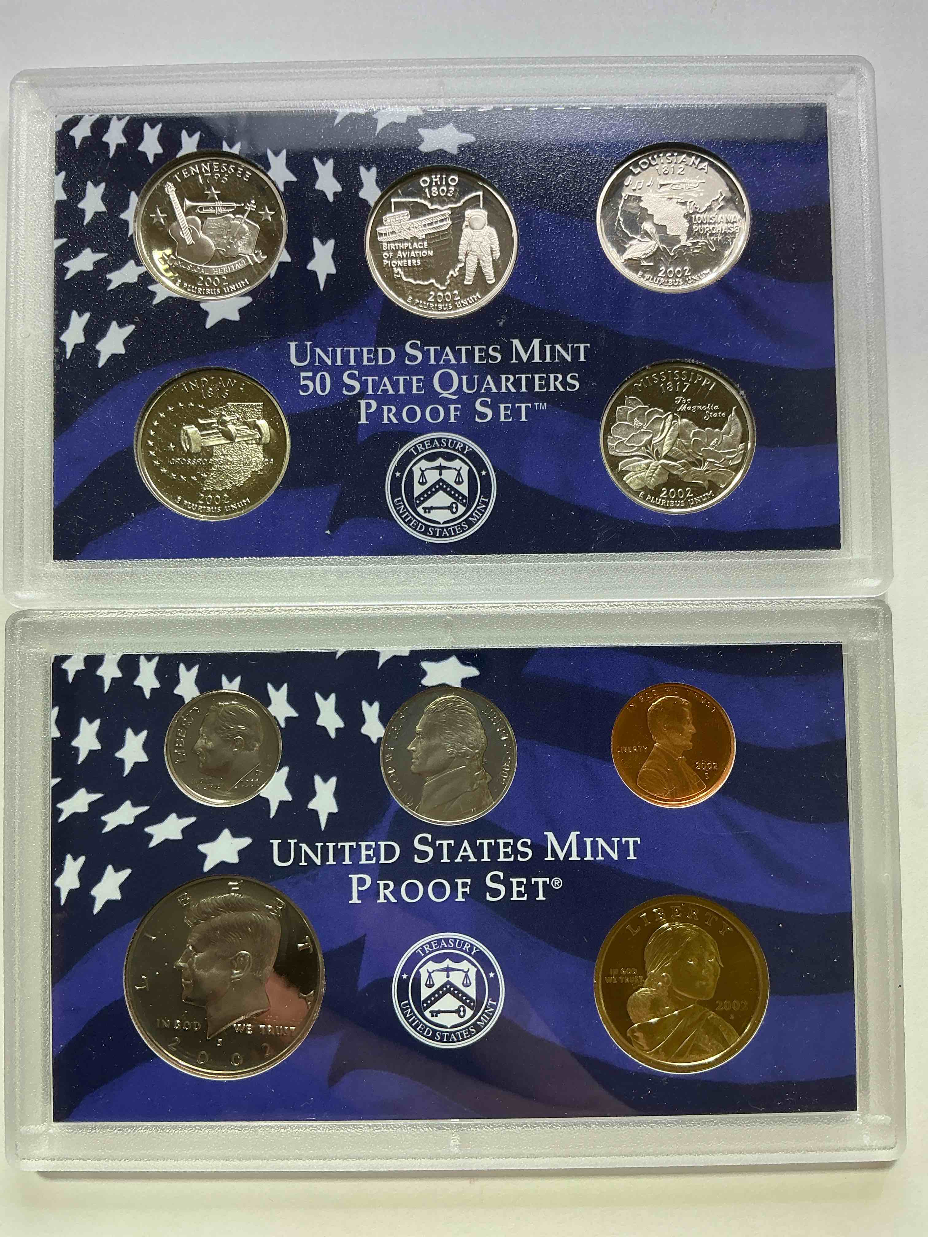 United States Mint Proof Set! Insane Combo! 2002 Mint Proof Set From The US Treasury! Uncirculated & Beautiful Coins! Dollar, Half Dollar, Quarters, Nickel, Dime & Penny!