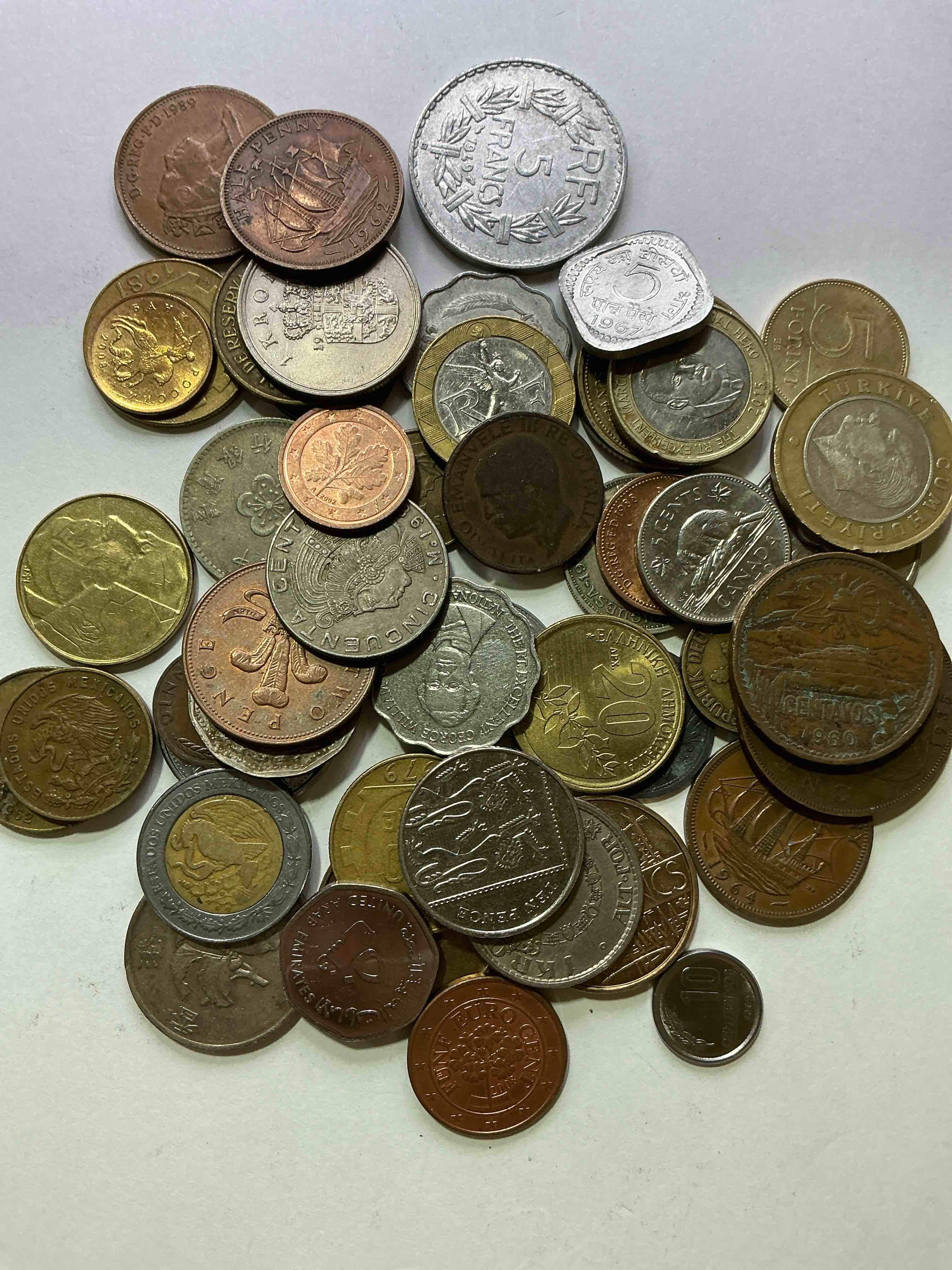Condition photo showing Good Condition for World Coins, Antique & Vintage! Each Lot Is Unique! Many Different Years, Countries, Sizes & Exotic Places. This Cool Collection Of Antique Coins From Around The World Is Loads Of Fun! Have Fun Identifying Each Coin & Country As A Great Educational Tool! A Great Investment Too!