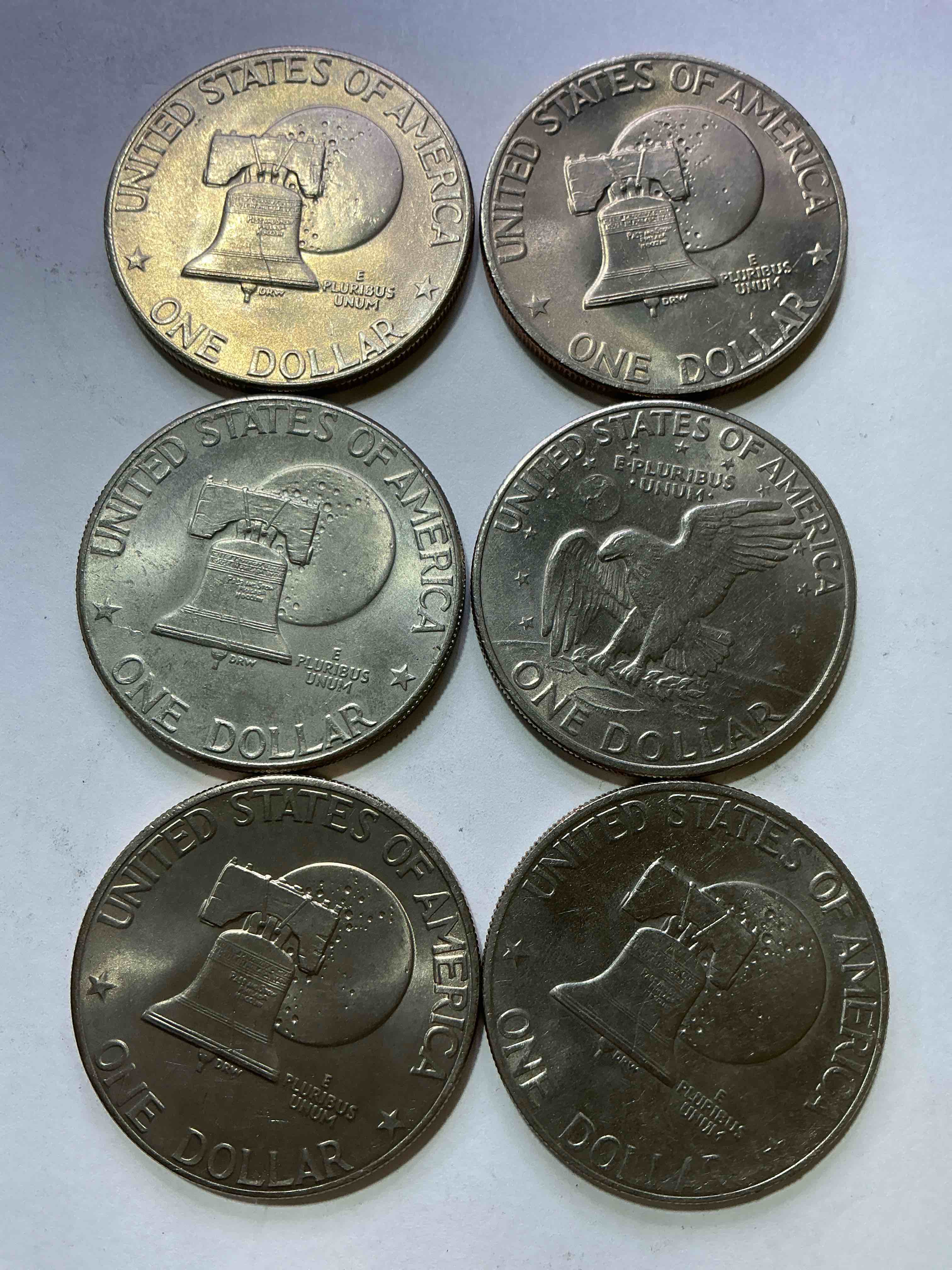 Condition photo showing Good Condition for Gorgeous Eisenhower Dollar Coins! These Striking, Large U.S. Coins Were Minted From 1971-1978. Here Are Gorgeous Examples Of “Ike" Dollars From 1976! These Coins Have Become Immensely Popular With Collectors & Some Have Great Toning!