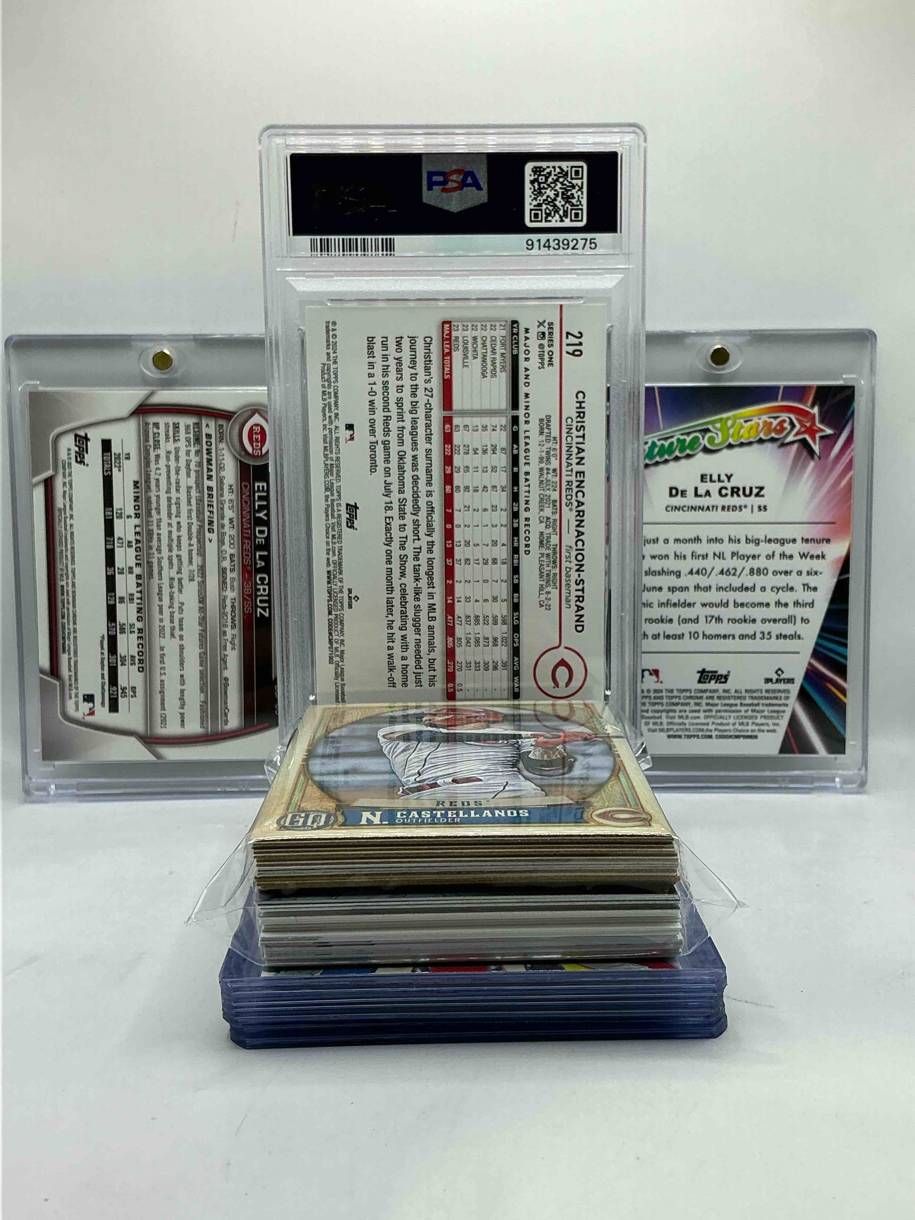 Condition photo showing New/Like New for Reds Wildness! Christian Encarnacion-Strand Gem Mint PSA 10 Rookie Card, Elly De La Cruz Bowman Rookie, Future Stars Rookie & More! Crazy Reds! This 50 Card Lot Includes Rare Cards, Rookies, Legends + More! Vintage & New!