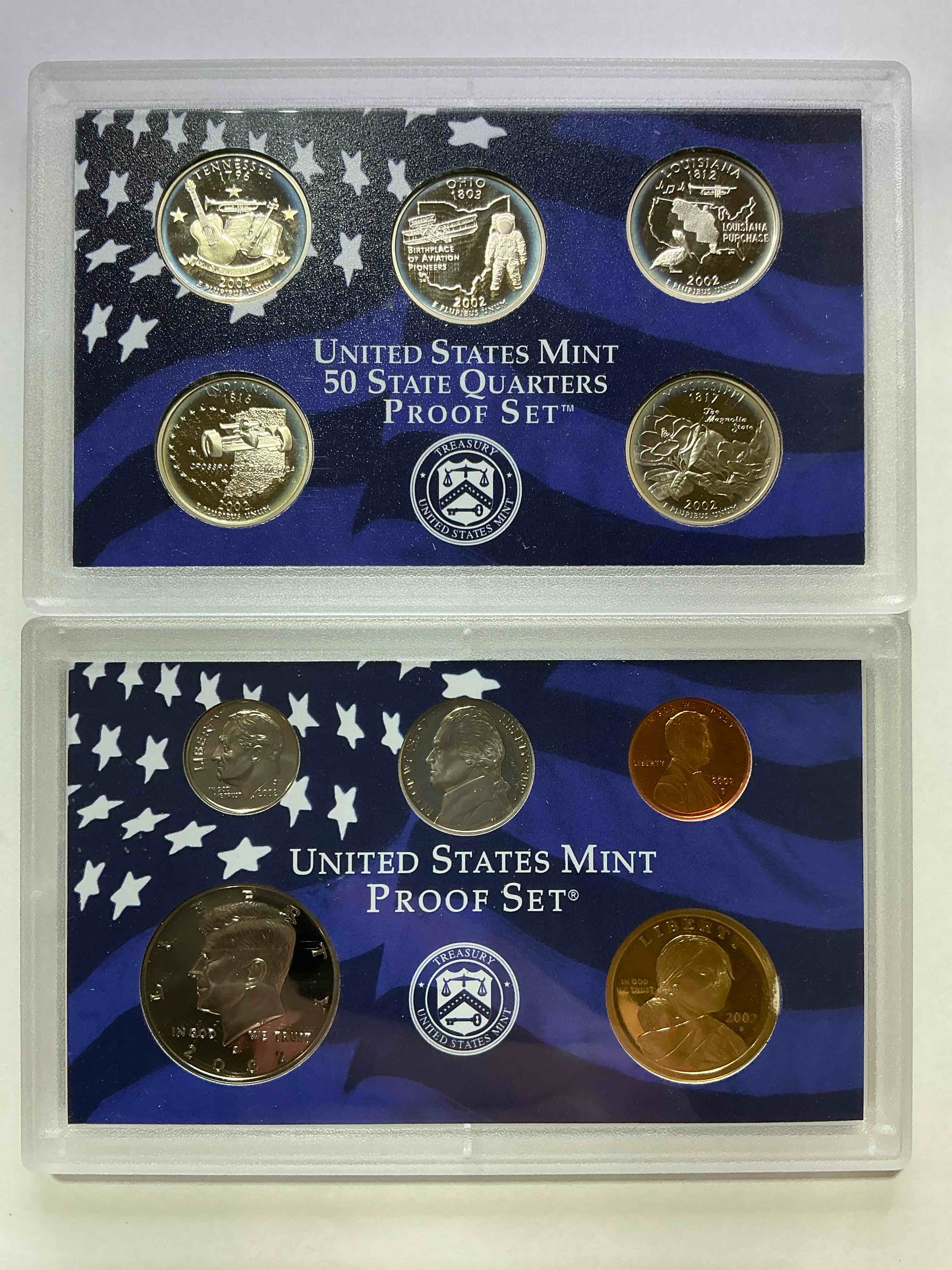 United States Mint Proof Set! Insane Combo! 2002 Mint Proof Set From The US Treasury! Uncirculated & Beautiful Coins! Dollar, Half Dollar, Quarters, Nickel, Dime & Penny!