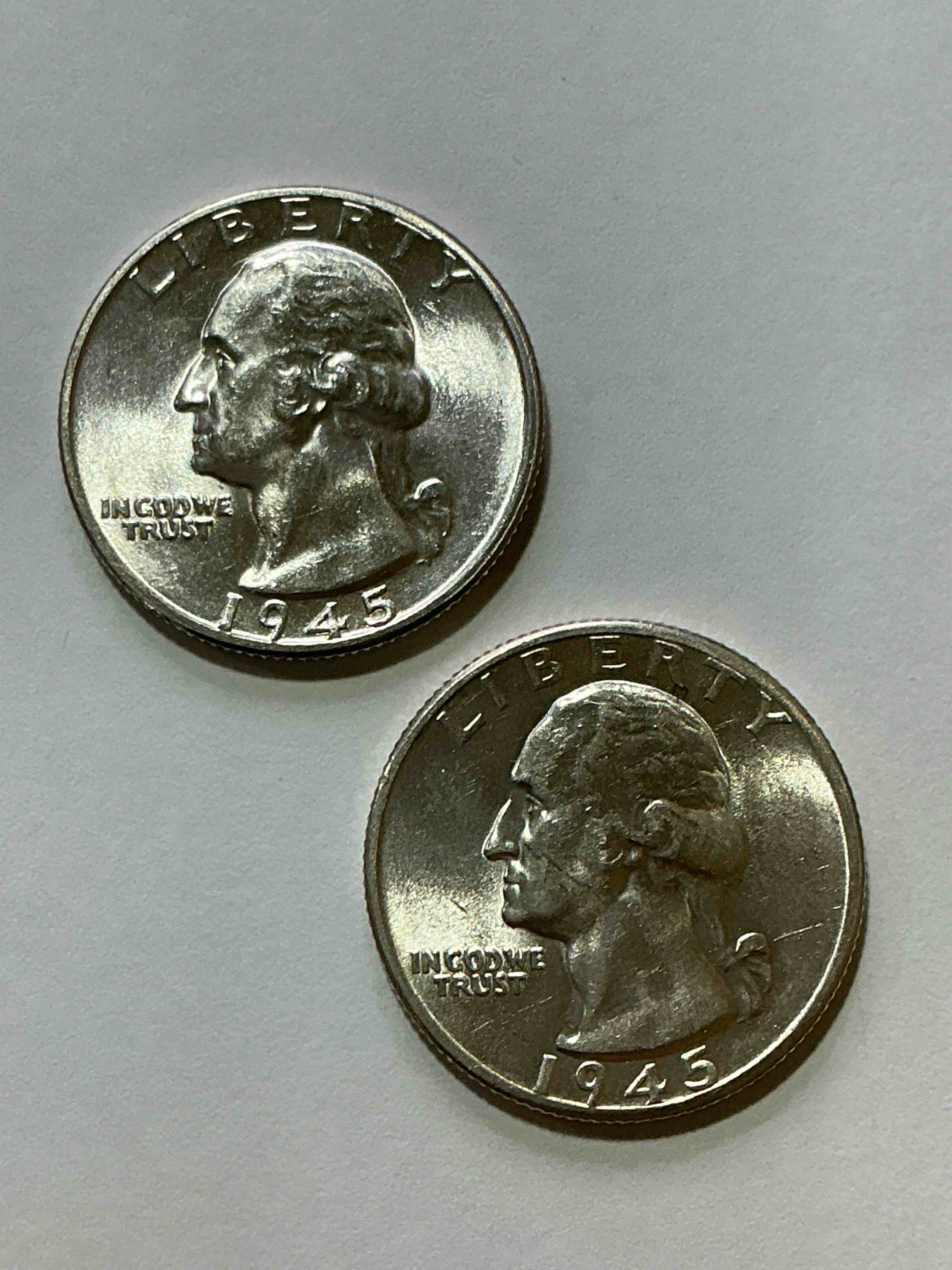 George Washington Brilliant Silver! Pre 1965 U.S. Quarter Dollar Coins Were Actually Silver, Here Are two Great Examples Of Awesome, Pristine George Washington Silver Quarters, Stunning & Uncirculated! Rare Mints! Great For Investing In Precious Metals! These Coins Were Minted At 90% Silver and 10% Copper, Giving Them A Net Weight Of .18084 Ounces Of Pure Silver Per Coin! Very Hard To Find Uncirculated, Stunning! Invest In Fine U.S. Silver!
