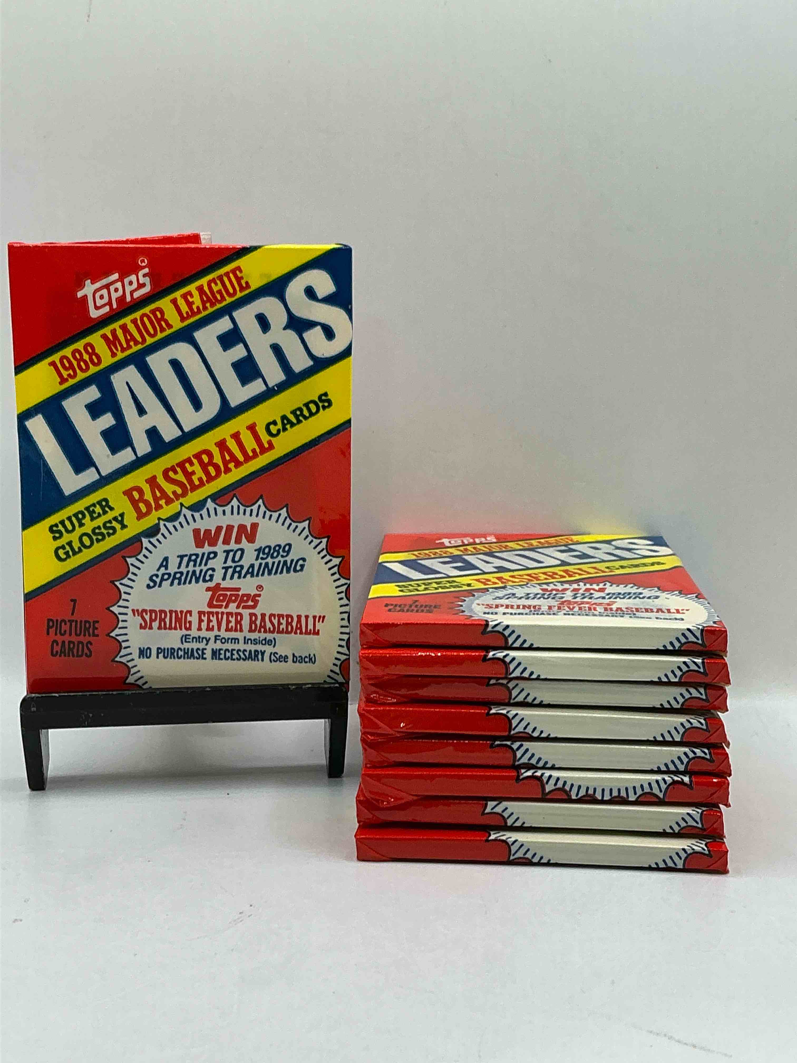 Ultra Rare! 1988 "MLB Leaders" Unopened Miniature Baseball Collectible Card Packs, 7 Cards Per Pack, Direct From Original Retail Case. Super Rare, Impossible To Find! Like New Condition!