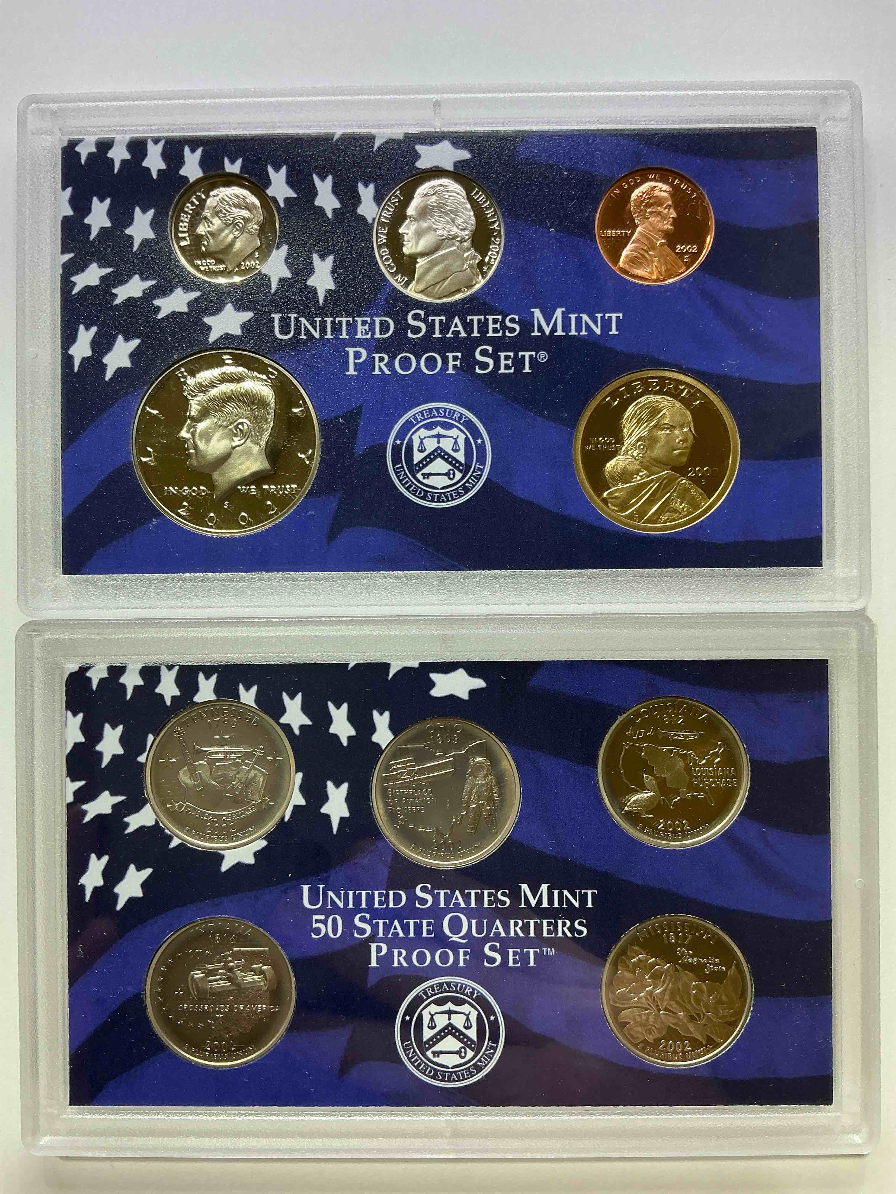 United States Mint Proof Set! Insane Combo! 2002 Mint Proof Set From The US Treasury! Uncirculated & Beautiful Coins! Dollar, Half Dollar, Quarters, Nickel, Dime & Penny!