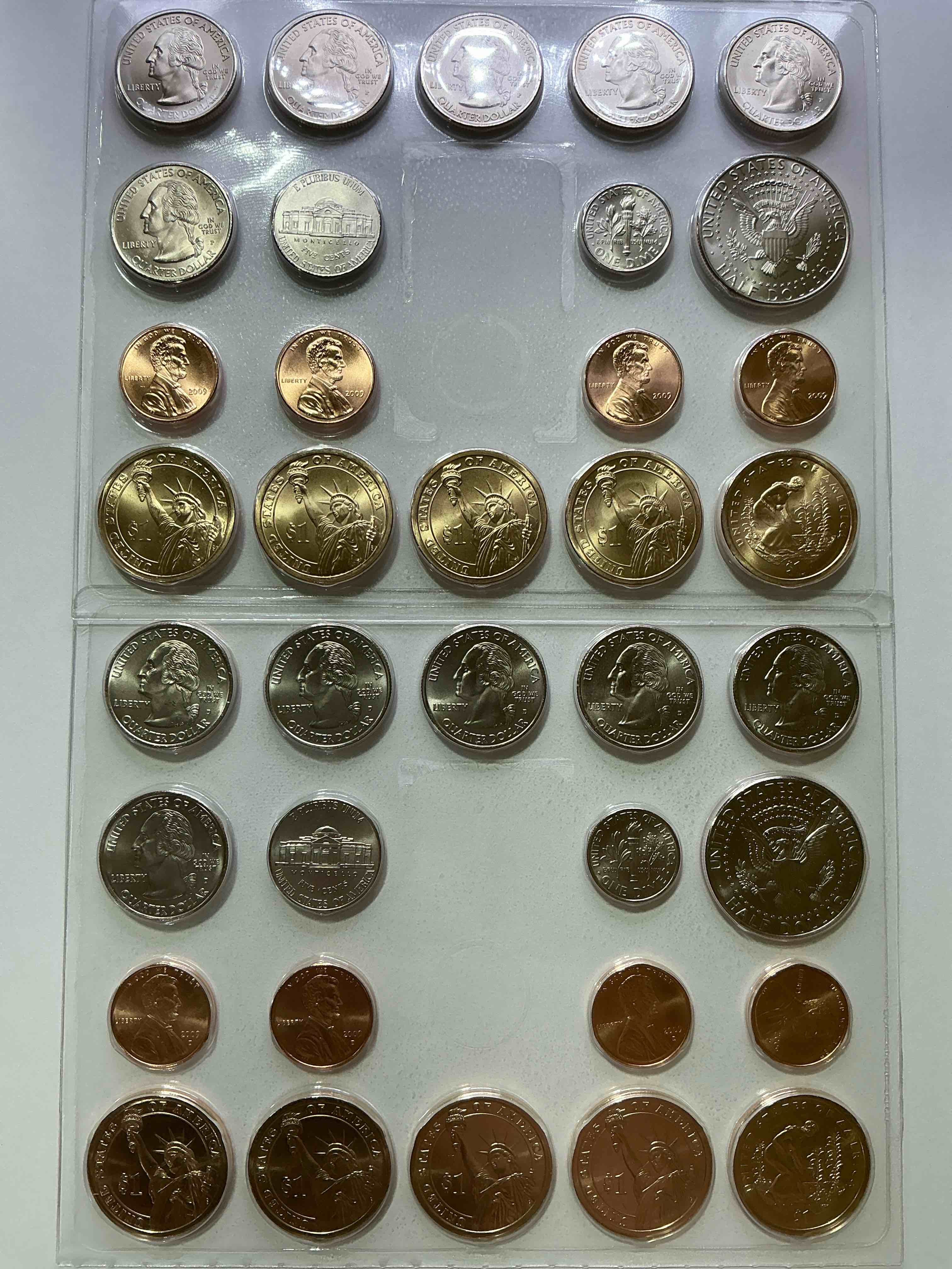36 Coin Craziness! Denver & Philly Mints! 2009 Uncirculated Mint Set Coins! Includes Half Dollars, President Dollar Coins, Dimes, Nickels, Pennies & Quarters! Cool Coin Collectible!