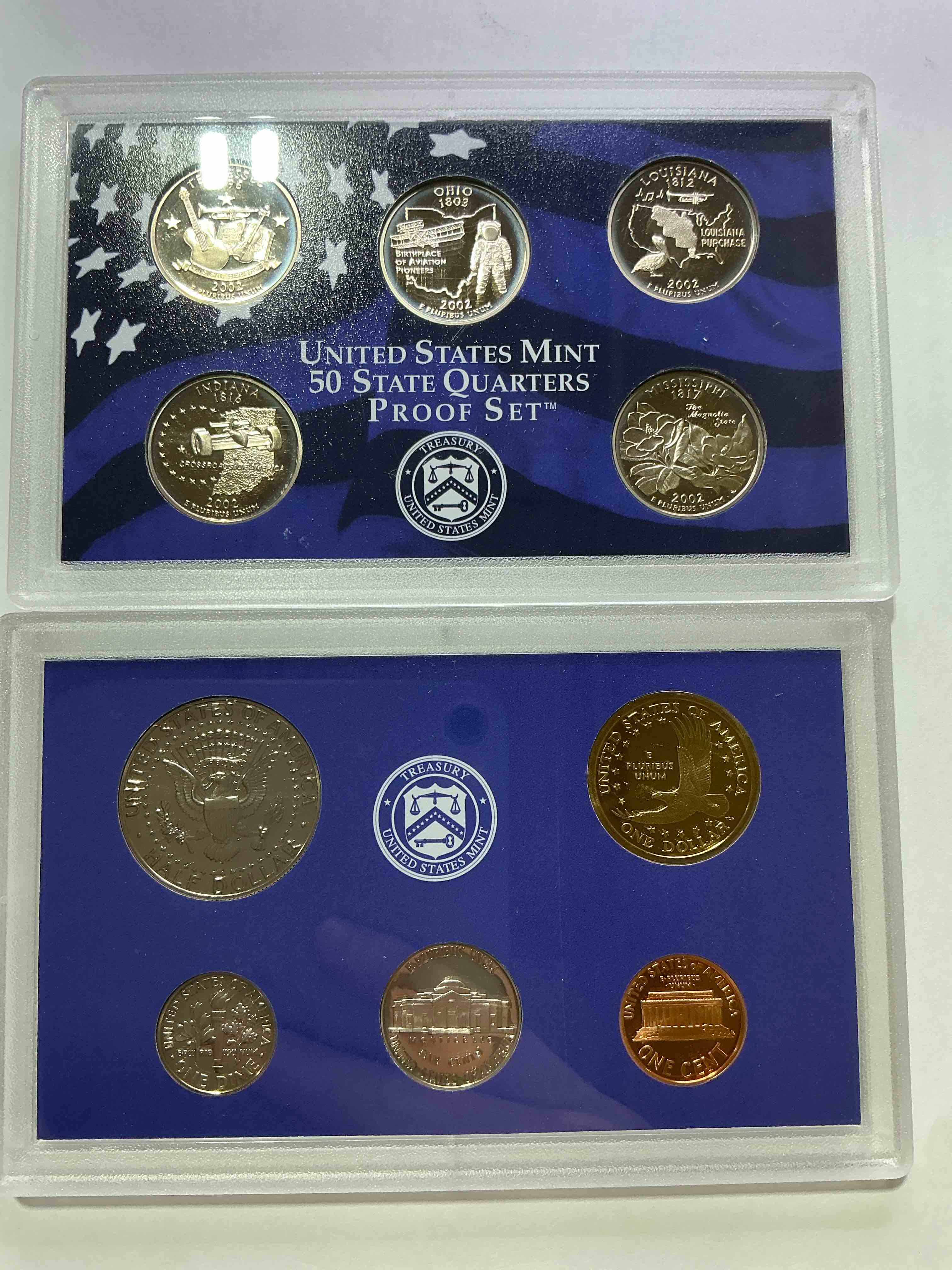 Condition photo showing New/Like New for United States Mint Proof Set! Insane Combo! 2002 Mint Proof Set From The US Treasury! Uncirculated & Beautiful Coins! Dollar, Half Dollar, Quarters, Nickel, Dime & Penny!