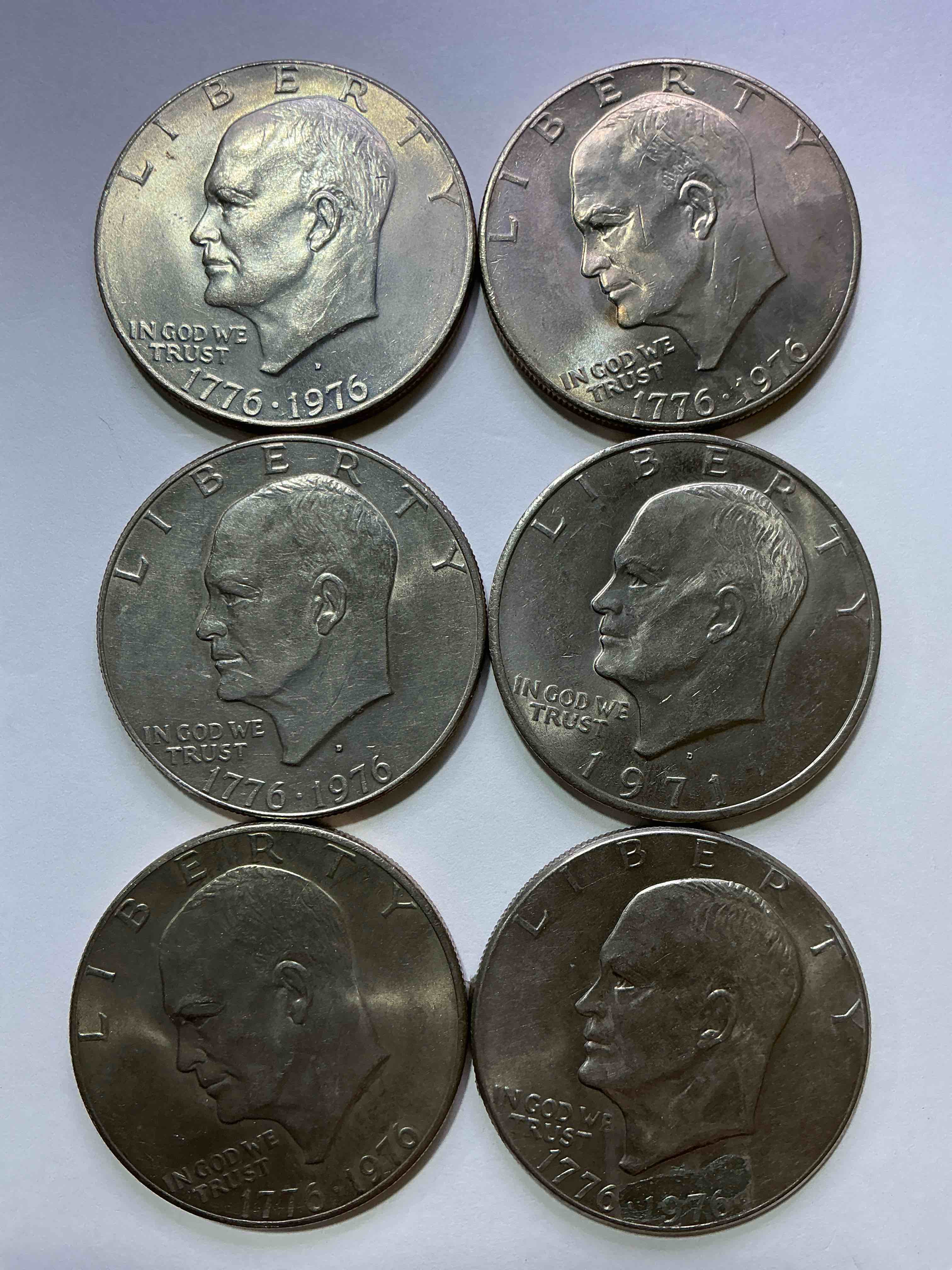 Gorgeous Eisenhower Dollar Coins! These Striking, Large U.S. Coins Were Minted From 1971-1978. Here Are Gorgeous Examples Of “Ike" Dollars From 1976! These Coins Have Become Immensely Popular With Collectors & Some Have Great Toning!