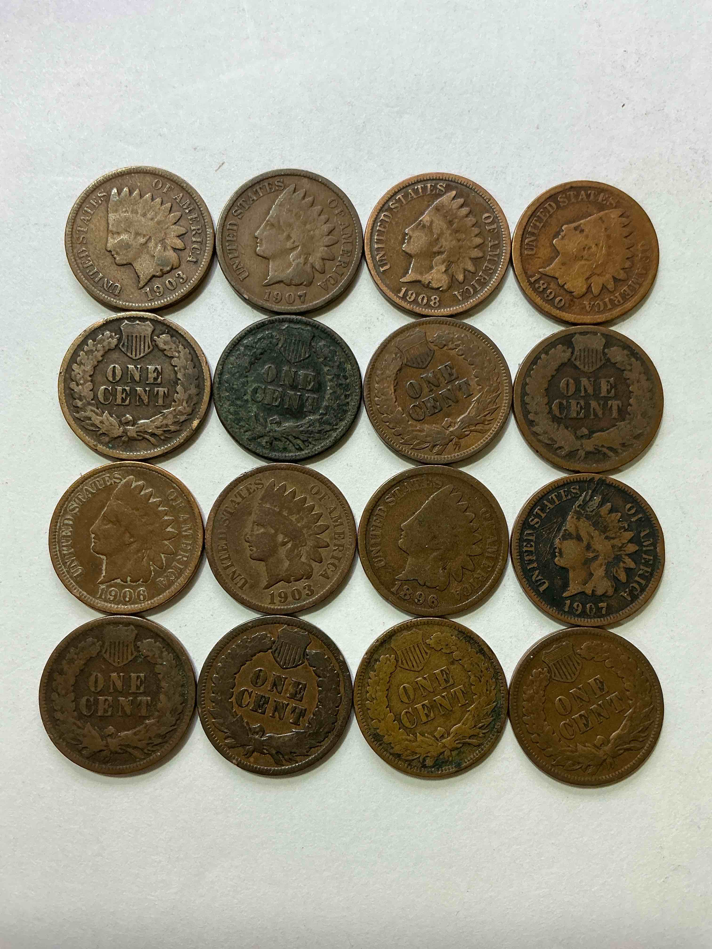 Condition photo showing Good Condition for Indian Head Pennies! These Gorgeous U.S. Pennies Were Minted From 1859-1909 & Have Become Serious Collector Items! The "Indian Head" Design Is Actually A Representation Of Lady Liberty Wearing An Indian Headdress. Here Are Beautiful, Well-Kept Examples Representing Many Different Mint Years! Great For Collecting, Investing & Learning History, & Rare With Visible Dates!