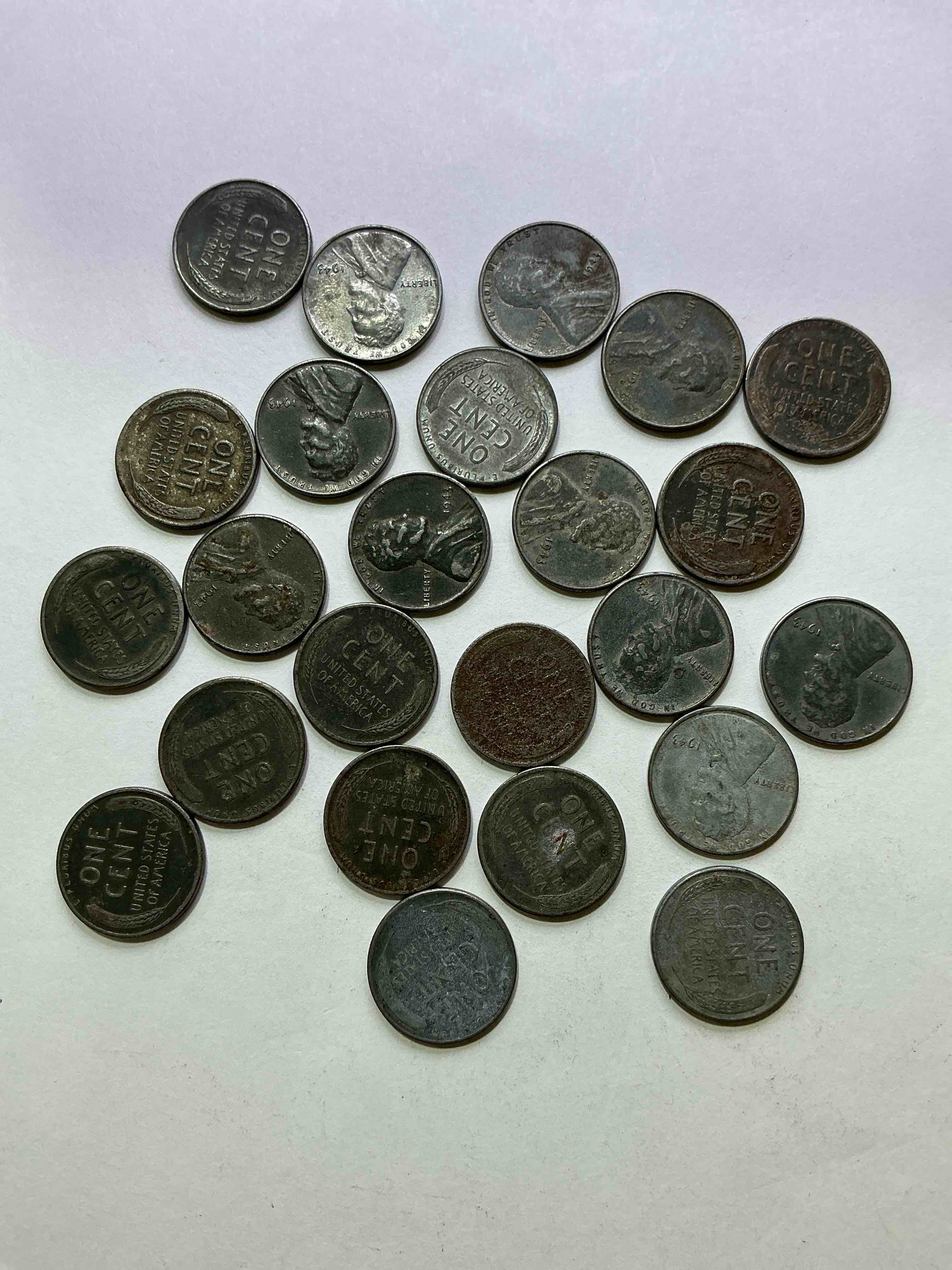 Condition photo showing Good Condition for 1943 World War Il History! Did You Know That In 1943 Copper Was So Valuable For Making Ammunition That The U.S. Treasury Made Pennies Out Of Steel?! 1943 STEEL Pennies Have Become Valuable, Rare Collector Items! Up For Auction Are Rare WWII Steel Pennies Appearing Circulated. Own Pieces Of World War II History That Are An Awesome Investment!