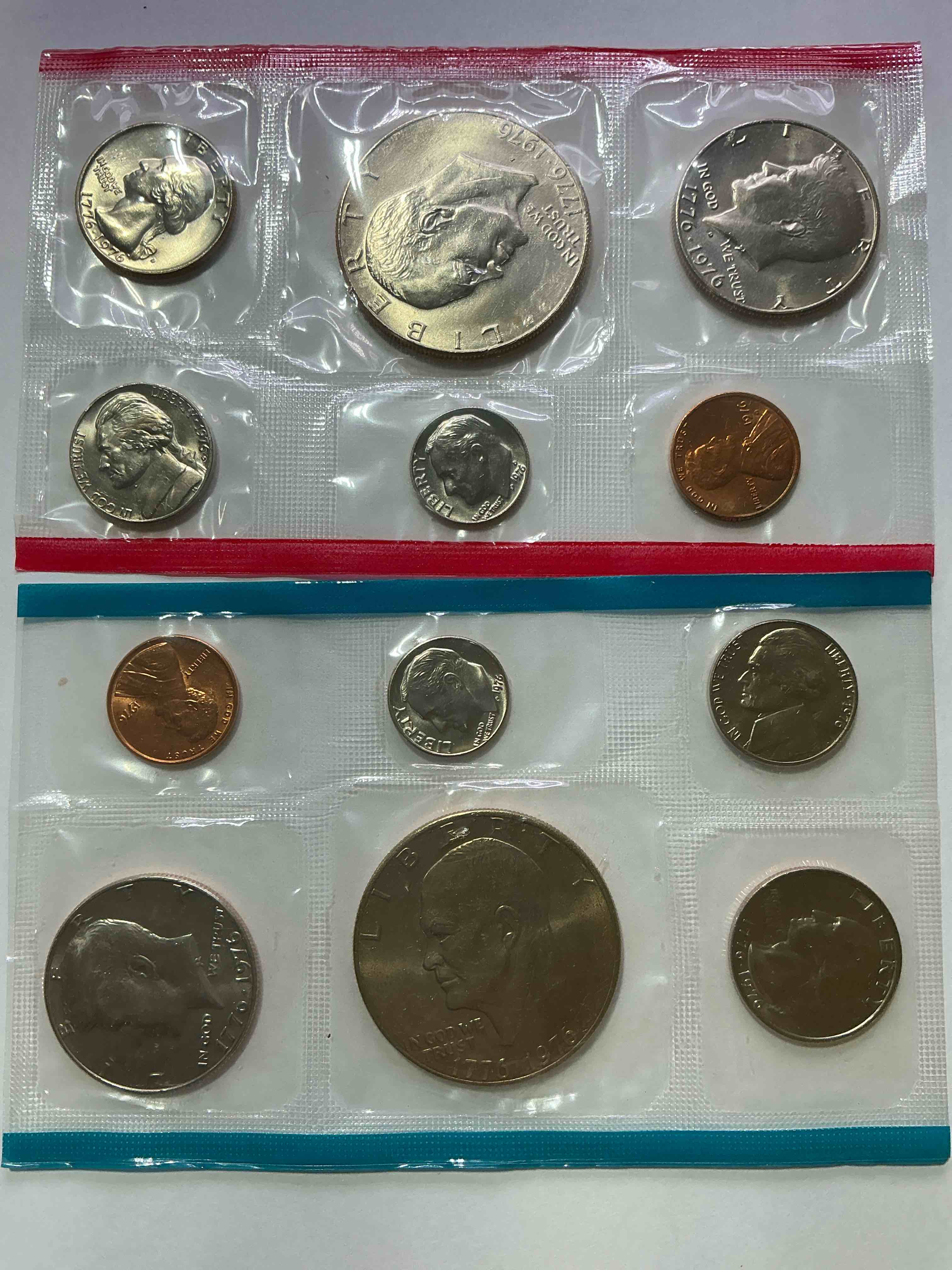 1976 Uncirculated Bicentennial Philadelphia & Denver 12 Coin Mint Set Combo! These Beautiful, Uncirculated Coins Are Rare Pieces Of History! 1976 Dimes, Pennies Half Dollars, Dollars, Nickels & Quarters!