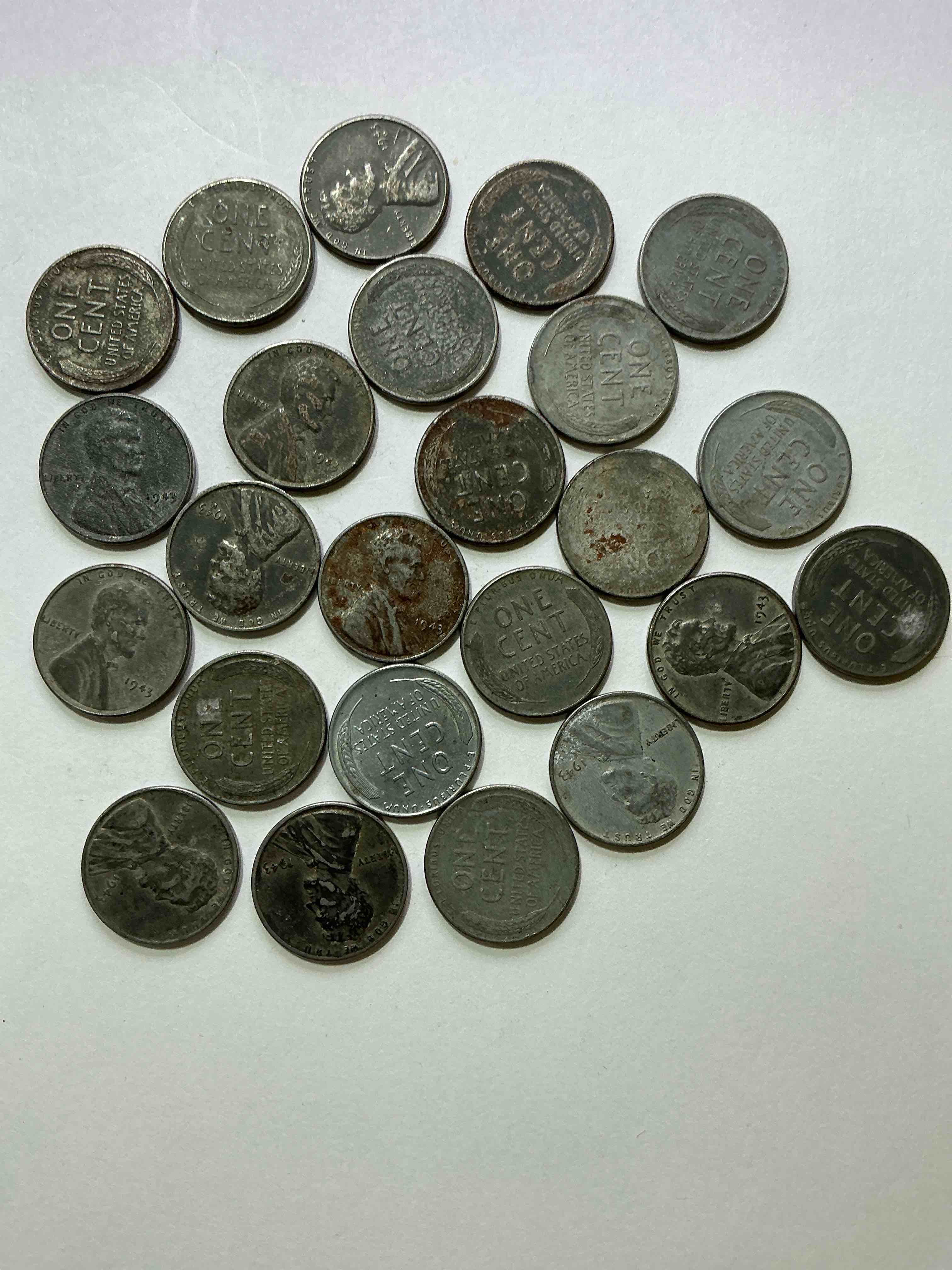 Condition photo showing Good Condition for 1943 World War Il History! Did You Know That In 1943 Copper Was So Valuable For Making Ammunition That The U.S. Treasury Made Pennies Out Of Steel?! 1943 STEEL Pennies Have Become Valuable, Rare Collector Items! Up For Auction Are Rare WWII Steel Pennies Appearing Circulated. Own Pieces Of World War II History That Are An Awesome Investment!