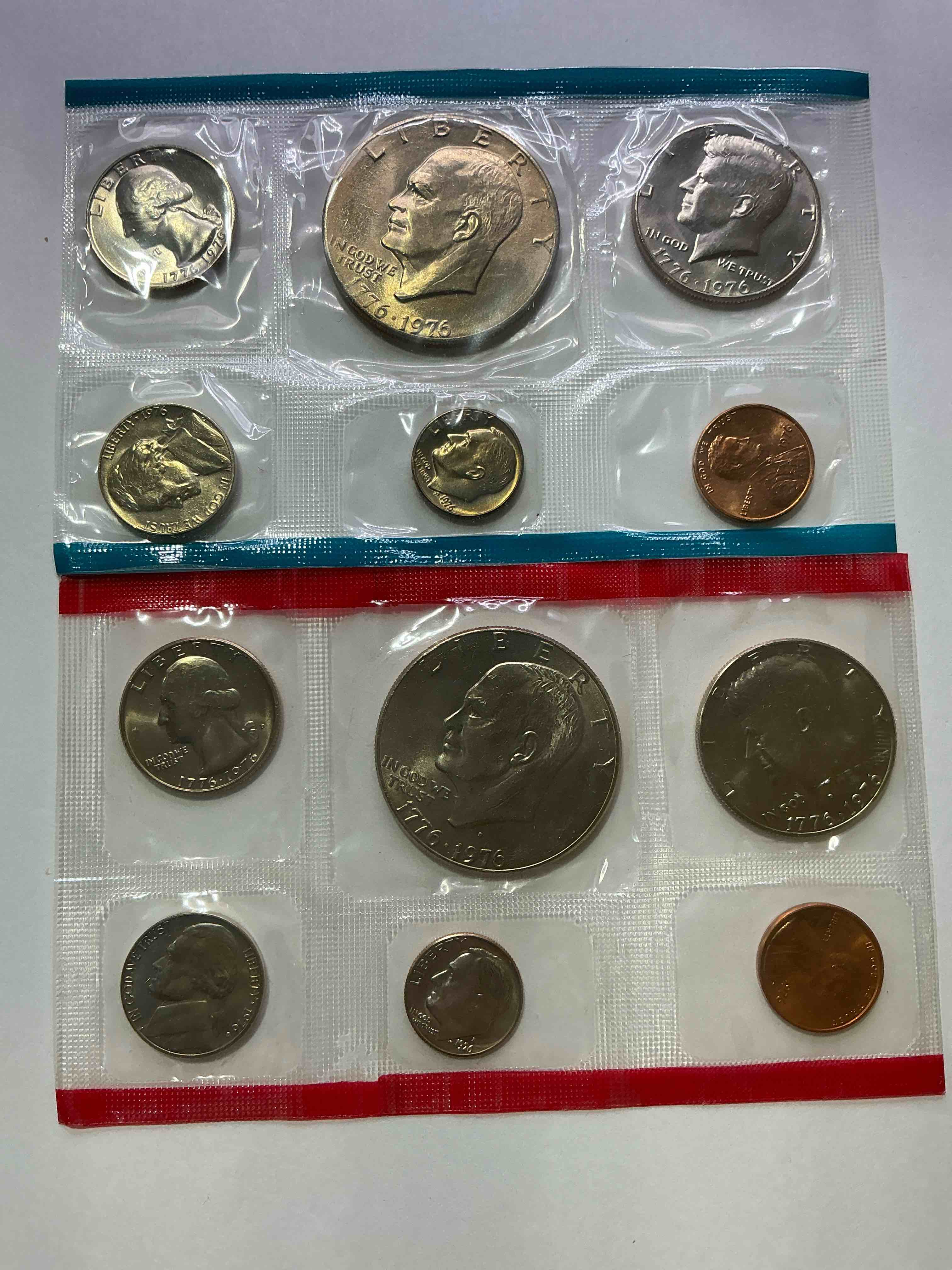 1976 Bicentennial Mint Coins! These Highly Collectible Mint Coins Includes 12 Coins, 6 Minted From Each Mint Location (Philly & Denver) That Year. Coins Are 1976 Special Bicentennial Edition, To Include Rare Bicentennial "Ike" Dollar!