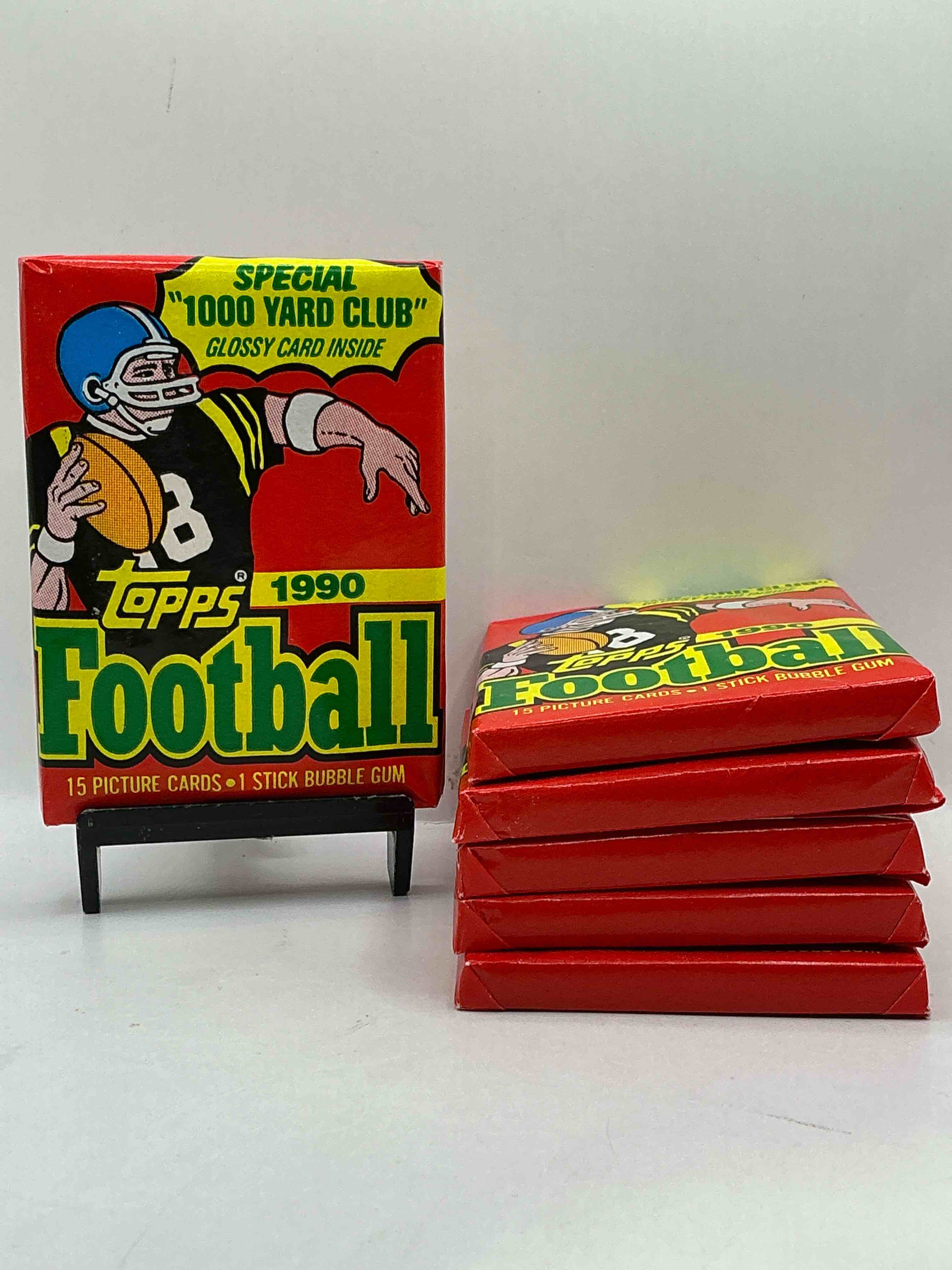 Joe Montana, Emmitt Smith & Barry Sanders!? 1990 Topps Football Unopened Sports Card Wax Pack, Direct From Original Retail Box! Getting Hard To Find! Search For Early Barry Sanders & Jerry Rice & So Much More!