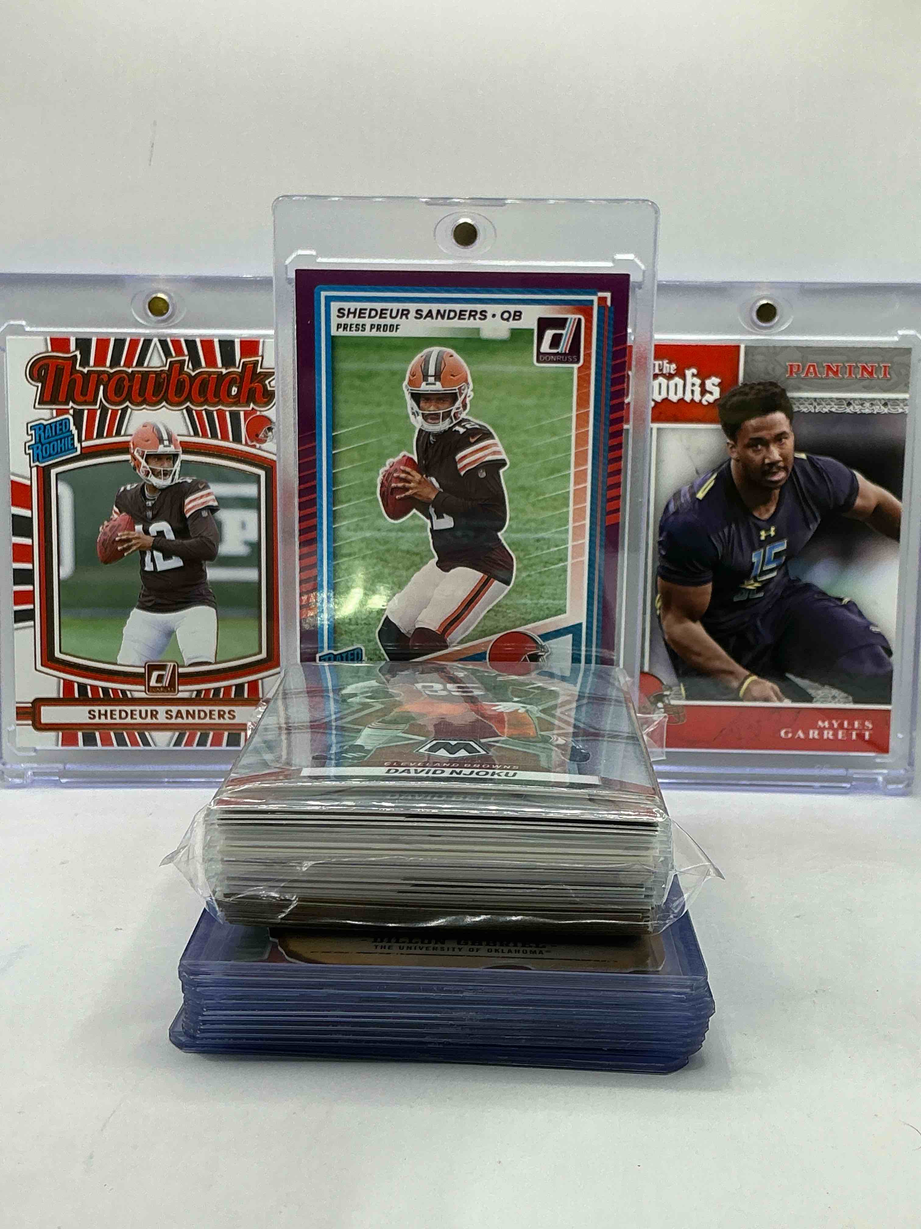 Myles Garrett & Shedeur Sanders Rookies! WOW! Sanders Press Proof Rookie, Garrett The Rooks Rookie & More! 50 Card Lot, Includes Vintage & New Commons, Rookies, Heroes, Legends, Parallels & More!
