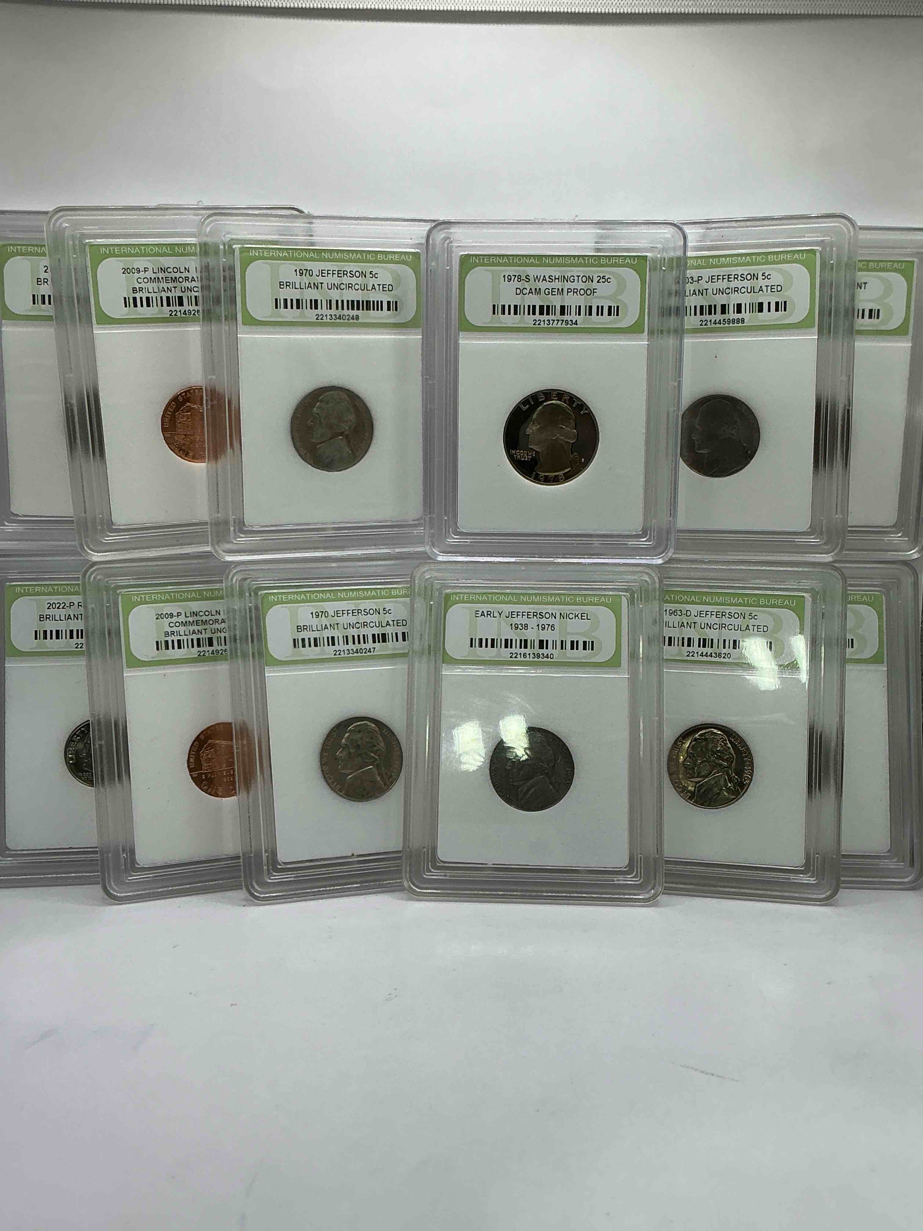 Condition photo showing New/Like New for Collector's Dream! 12 Different Rare, Slabbed U.S. Collector Coins In Certified/Catalogued Protective Slab Cases! A Great Way to Build An Incredible Collection Of Protected, Rare U.S. Coins! Great For The Coin Fan & Collector!