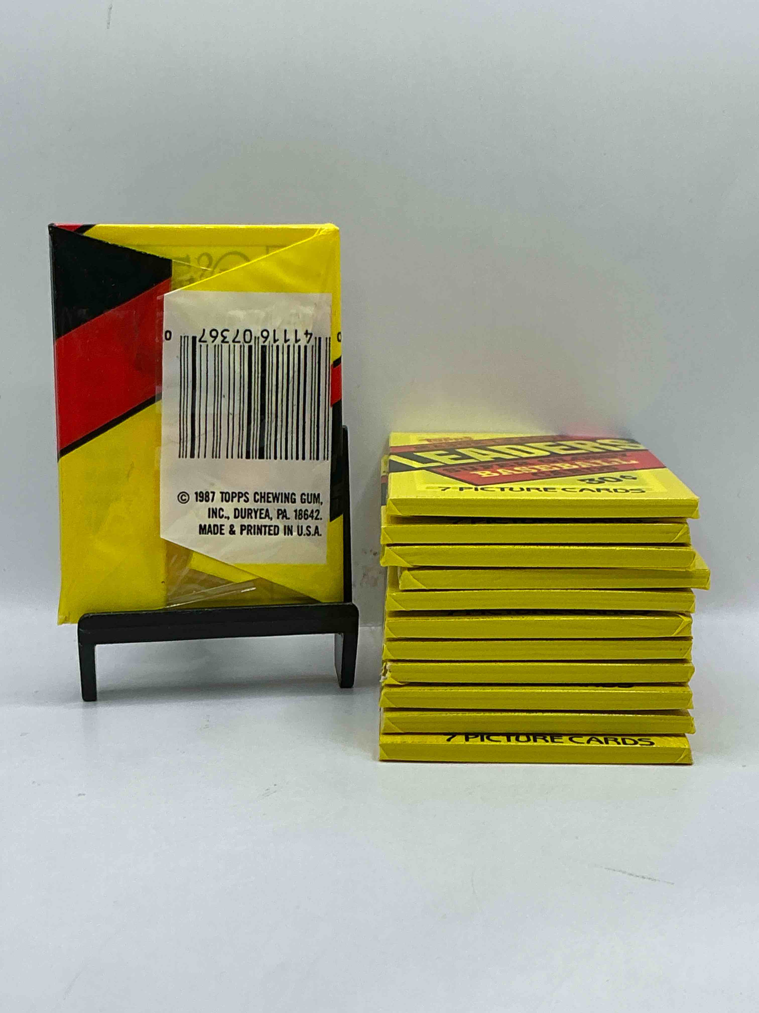 Condition photo showing New/Like New for Ultra Rare! 1987 "MLB Leaders" Unopened Miniature Baseball Collectible Card Packs, 7 Cards Per Pack, Direct From Original Retail Case. Super Rare, Impossible To Find! Like New Condition!