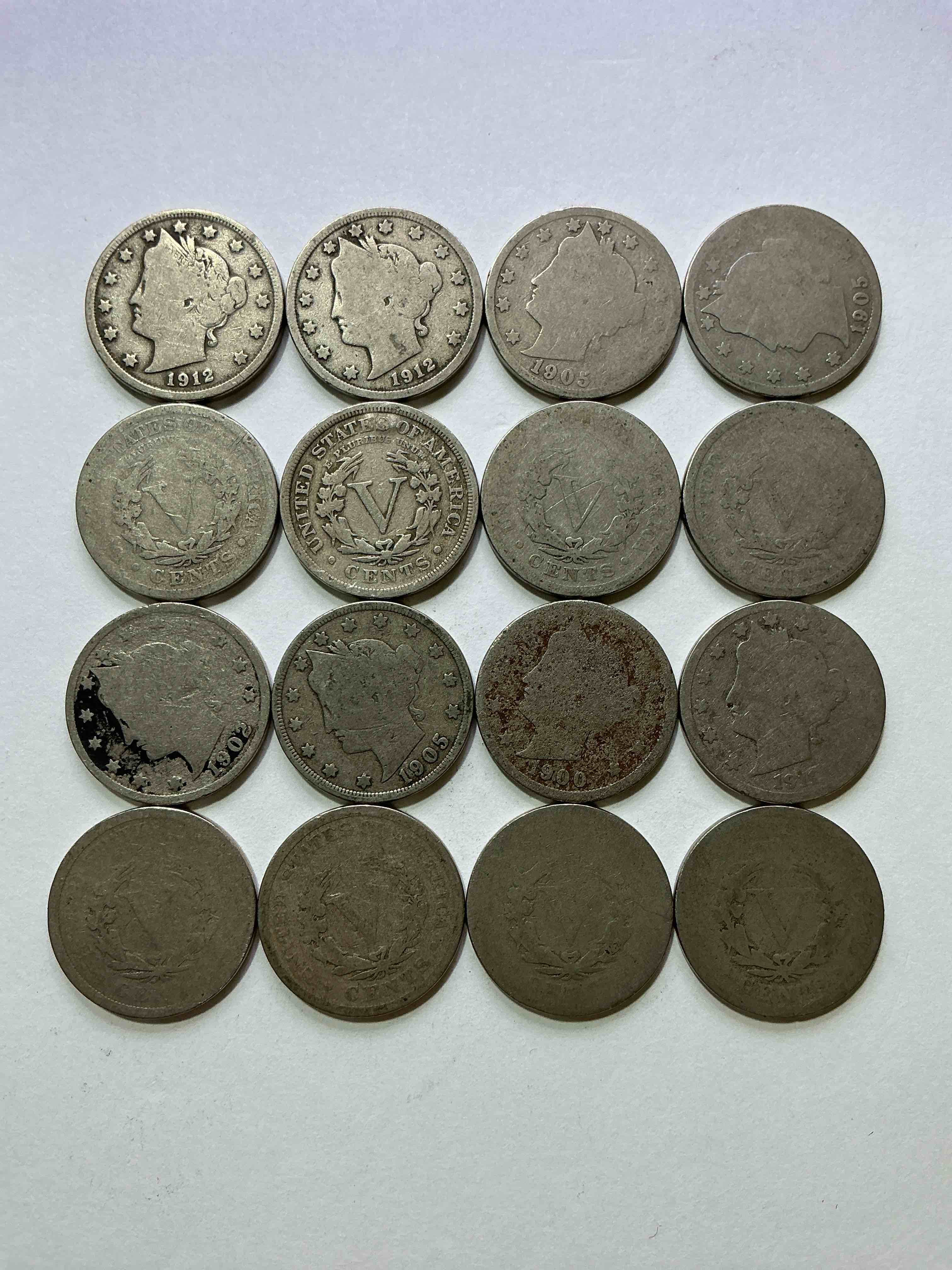 Condition photo showing Good Condition for Antique U.S. V Nickels! Think Of The History These Coins Have Seen!, Liberty Head V Nickels Were Minted Up Until 1913 & Were The Style Of Nickels Before Buffalo Nickels. Own Some Cool Pieces Of History! Rare To See These Coins With The "Date On" In Circulated Condition!