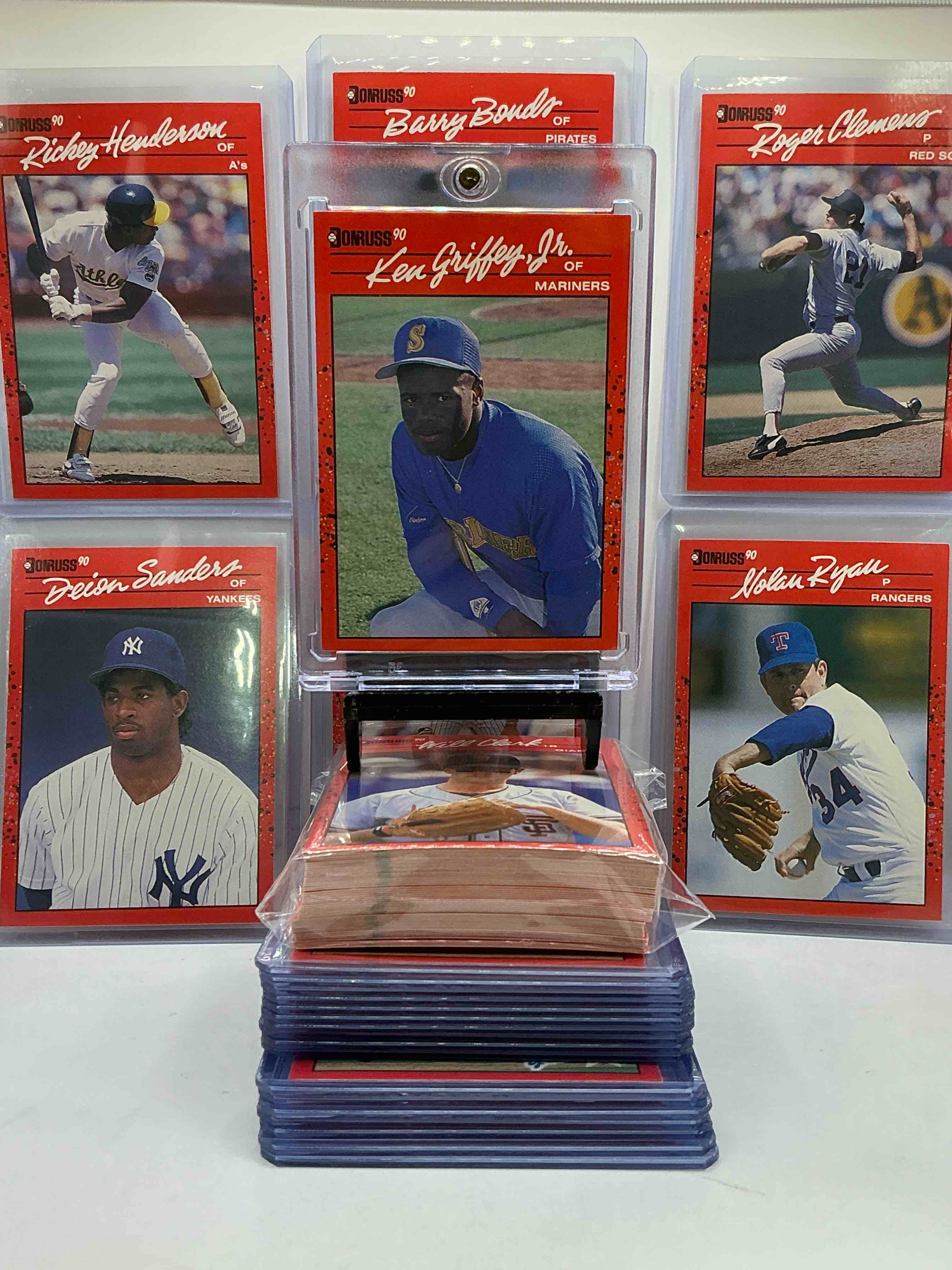 1990 Donruss Baseball 50 Card Craziness! KEN GRIFFEY JR, Bo Jackson, Randy Johnson, Barry Bonds, John Smoltz, Kirby Puckett, Tom Glavine, Rickey Henderson, Don Mattingly, Cal Ripken, Wade Boggs, Doc Gooden, Greg Maddux, Fernando Valenzuela, Nolan Ryan, Roger Clemens, George Brett, Tony Gwynn & More! The BEST Players From The Time! Super Rare Set With All Of These Stars! 50 Card Craziness! Legends, Heroes & Commons!