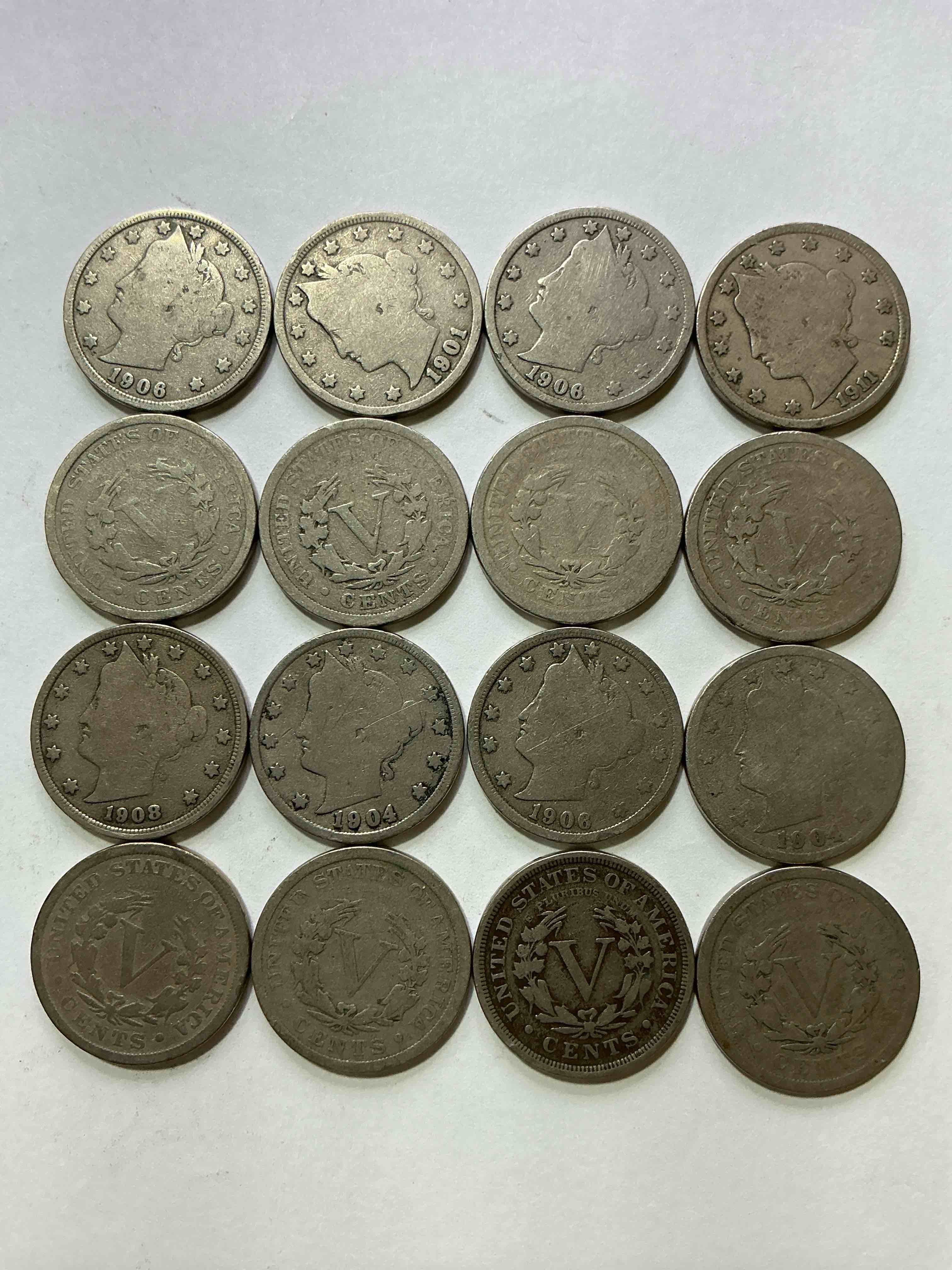 Condition photo showing Good Condition for Antique U.S. V Nickels! Think Of The History These Coins Have Seen!, Liberty Head V Nickels Were Minted Up Until 1913 & Were The Style Of Nickels Before Buffalo Nickels. Own Some Cool Pieces Of History! Rare To See These Coins With The "Date On" In Circulated Condition!