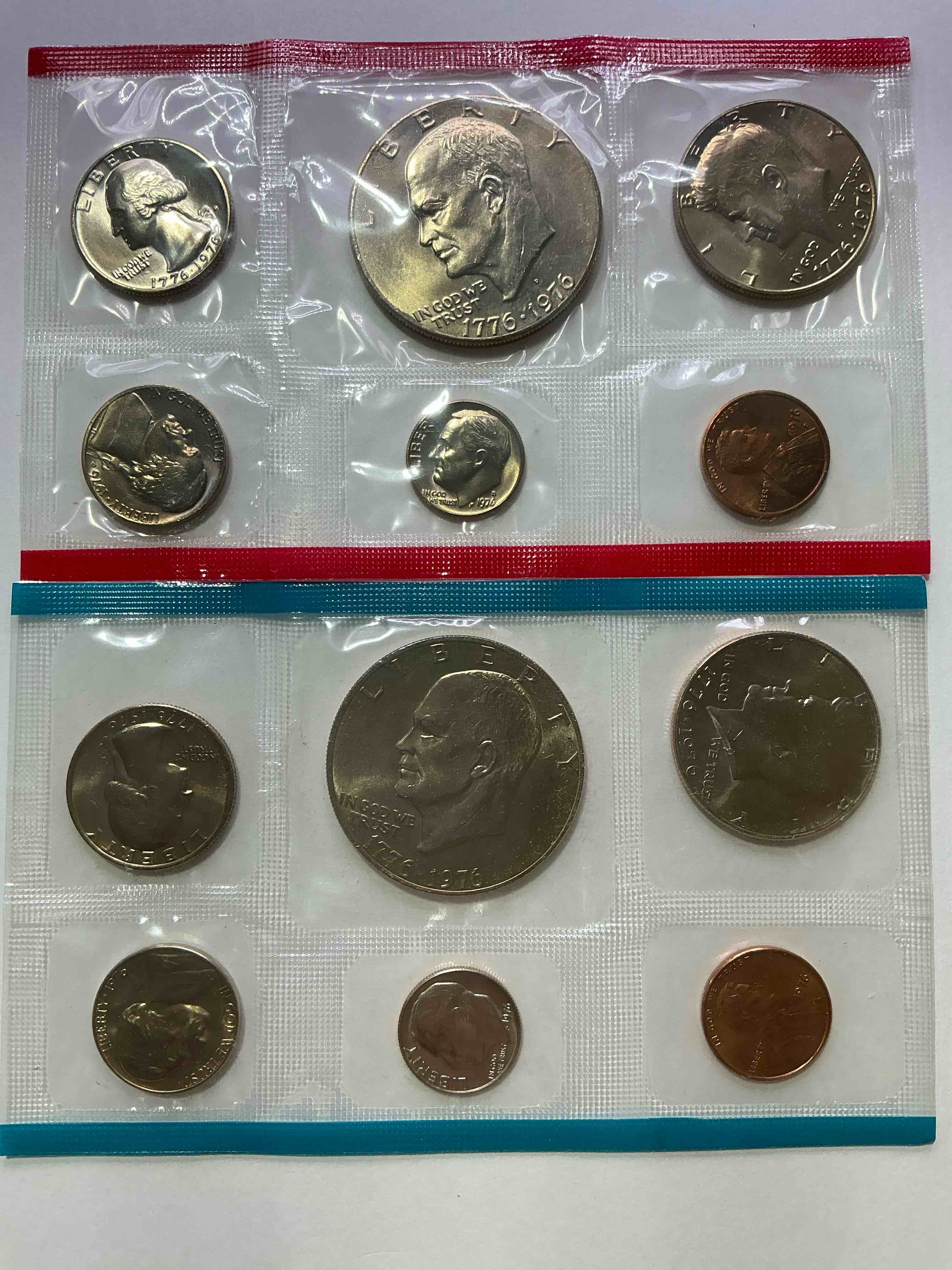 1976 Bicentennial Mint Coins! These Highly Collectible Mint Coins Includes 12 Coins, 6 Minted From Each Mint Location (Philly & Denver) That Year. Coins Are 1976 Special Bicentennial Edition, To Include Rare Bicentennial "Ike" Dollar!