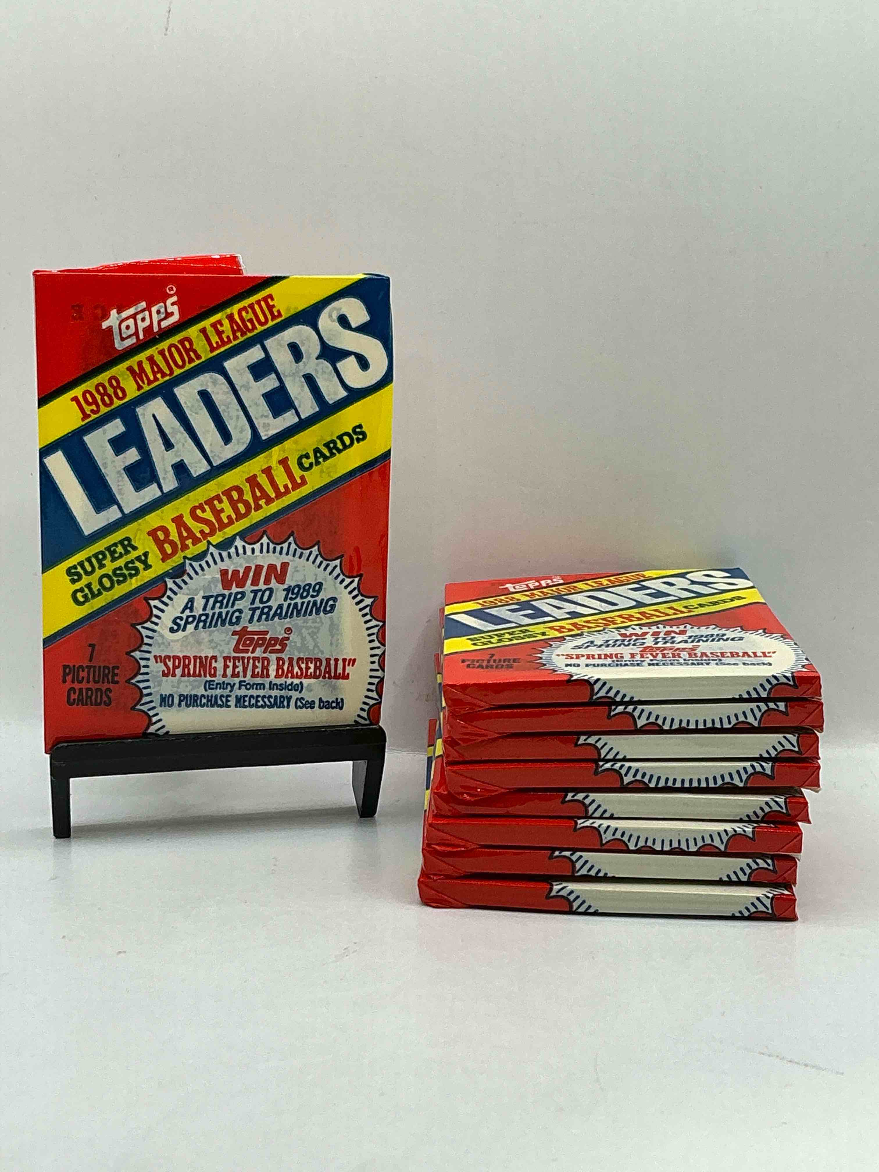 Ultra Rare! 1988 "MLB Leaders" Unopened Miniature Baseball Collectible Card Packs, 7 Cards Per Pack, Direct From Original Retail Case. Super Rare, Impossible To Find! Like New Condition!