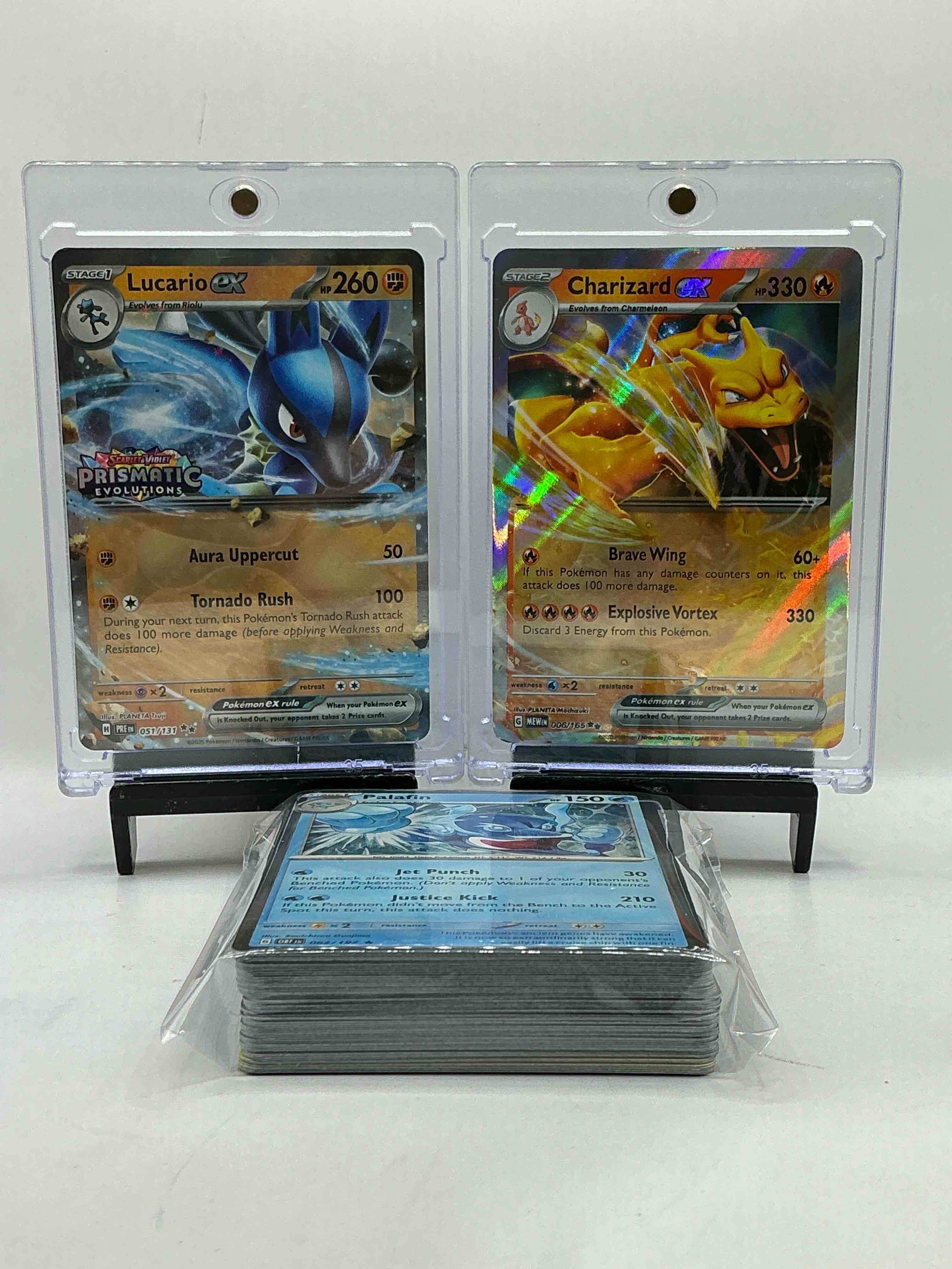 Charizard EX Slash Design & Lucario EX Holo Prismatic Evolution! Pokémon Palooza! This 50 Card Lot Includes Rare Cards, Holos, Commons, Legends & More! WOW! Charizard & Lucario!