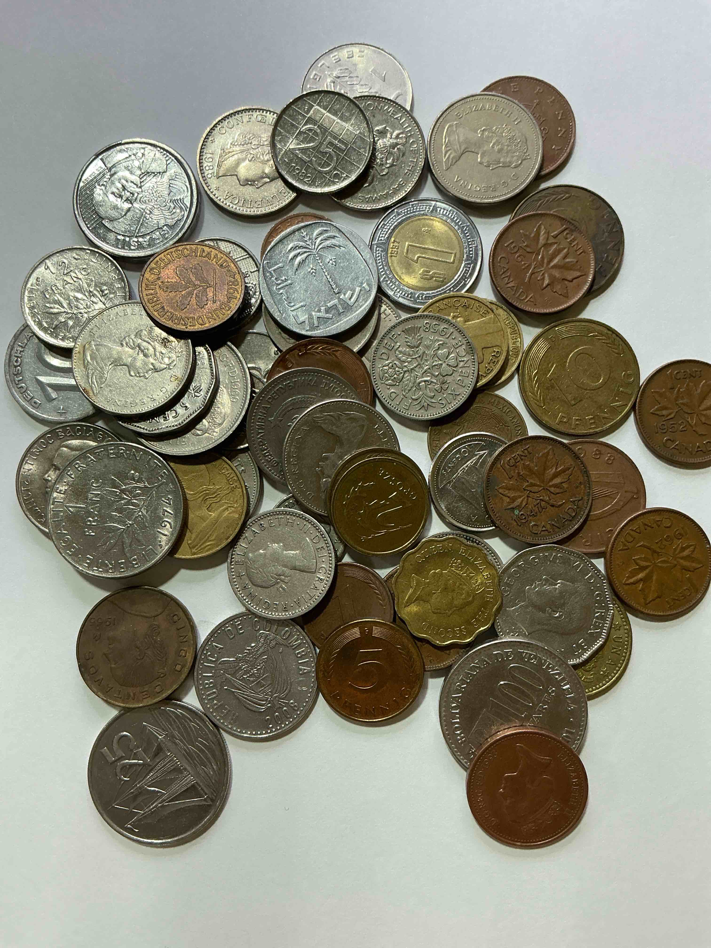Condition photo showing Good Condition for World Coins, Antique & Vintage! Each Lot Is Unique! Many Different Years, Countries, Sizes & Exotic Places. This Cool Collection Of Antique Coins From Around The World Is Loads Of Fun! Have Fun Identifying Each Coin & Country As A Great Educational Tool! A Great Investment Too!