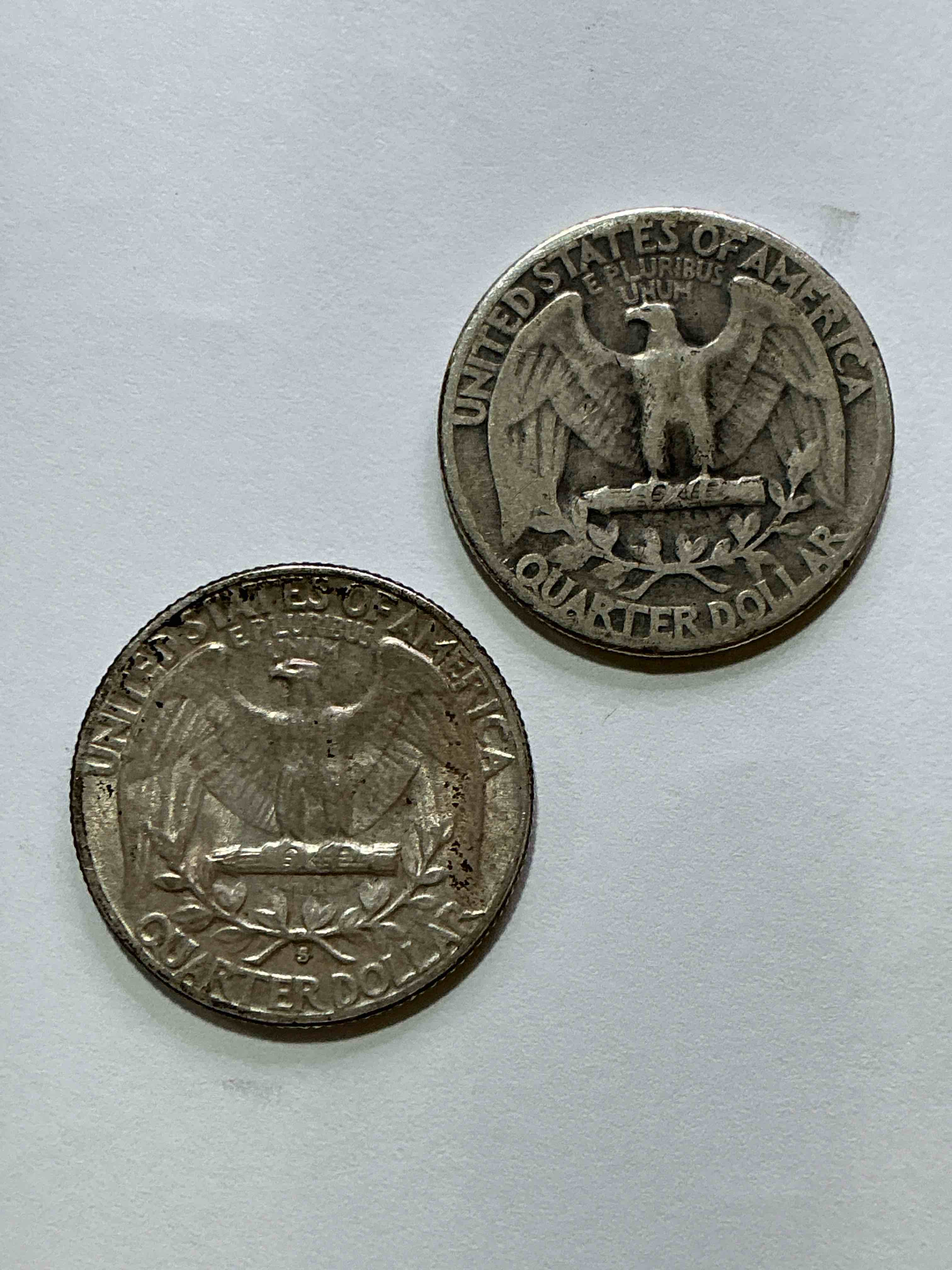 Condition photo showing Good Condition for George Washington Brilliant Silver! Pre 1965 U.S. Quarter Dollar Coins Were Actually Silver, Here Are two Great Examples Of Awesome, Pristine George Washington Silver Quarters, Stunning & Circulated! Rare 1932 & 1953 Mints! Great For Investing In Precious Metals! These Coins Were Minted At 90% Silver and 10% Copper, Giving Them A Net Weight Of .18084 Ounces Of Pure Silver Per Coin! Very Hard To Find, Stunning! Invest In Fine U.S. Silver!