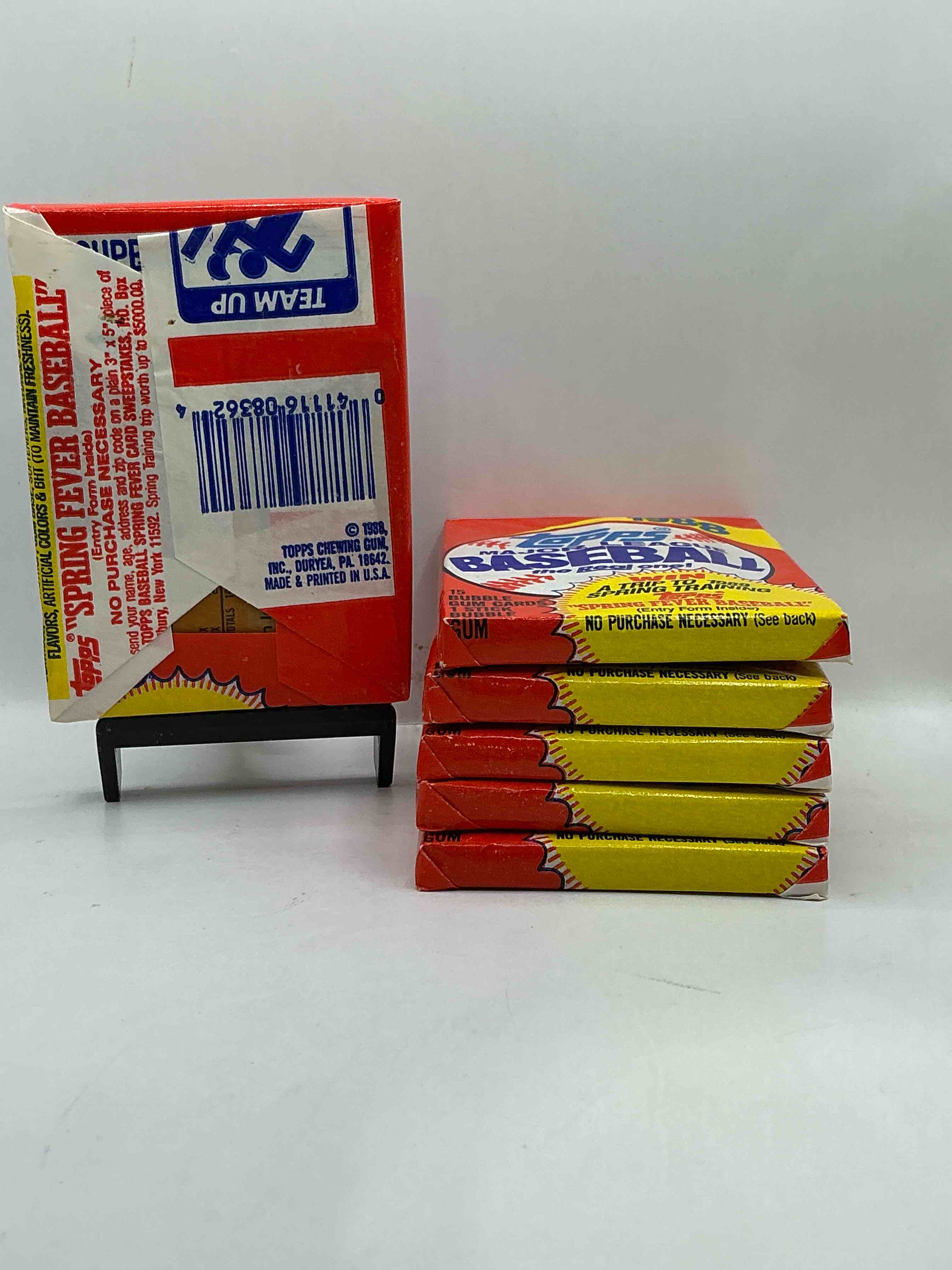 Condition photo showing New/Like New for 80's Baseball Fan's Rejoice! 1988 Topps Baseball Unopened Wax Packs Full Of Collectible Trading Cards! Search For Valuable Don Mattingly "World Of Baseball" & Nolan Ryan Cards Worth Hundreds In Perfect Condition!