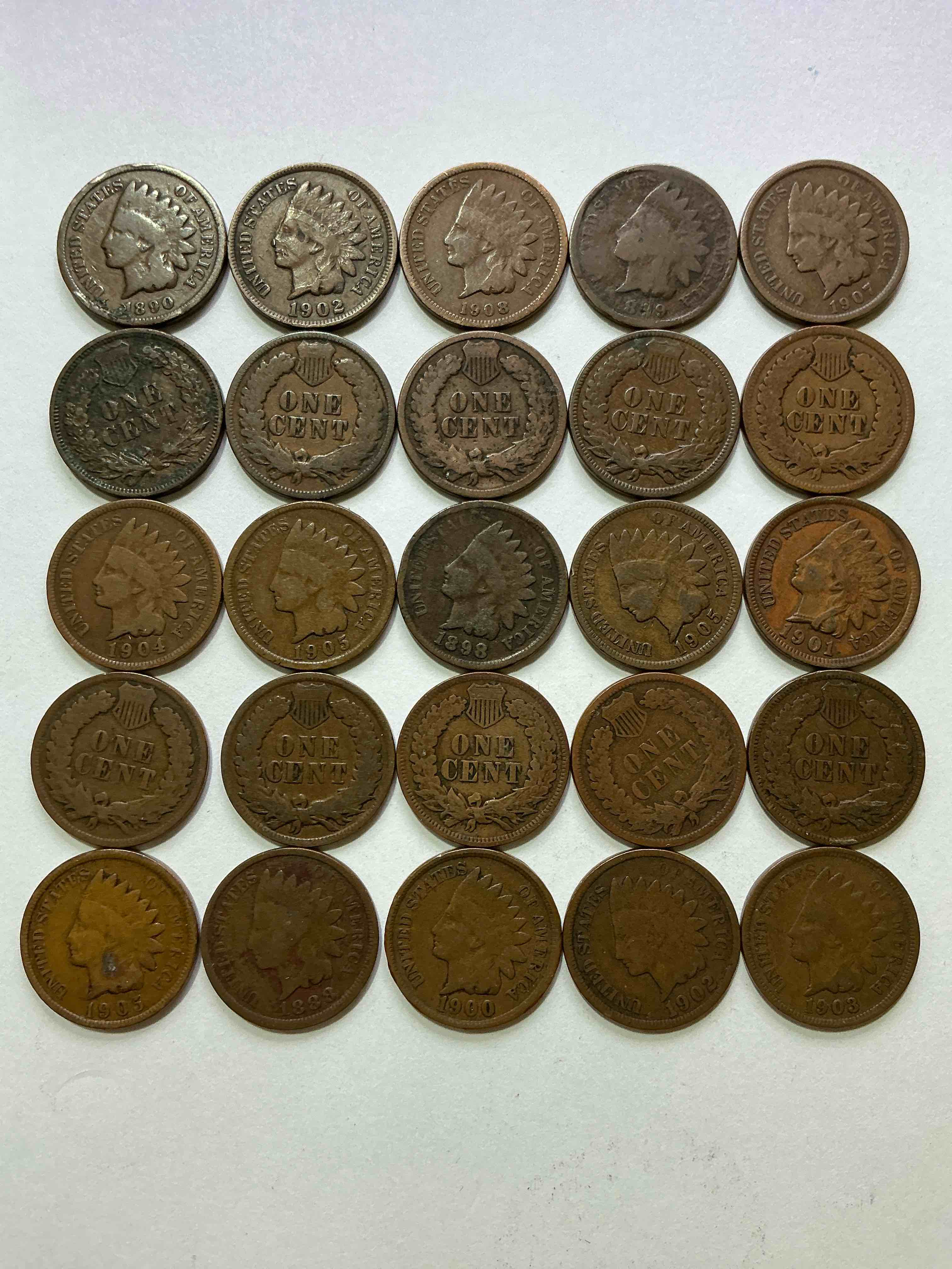 Indian Head Pennies! These Gorgeous U.S. Pennies Were Minted From 1859-1909 & Have Become Serious Collector Items! The "Indian Head" Design Is Actually A Representation Of Lady Liberty Wearing An Indian Headdress. Here Are Beautiful, Well-Kept Examples Representing Many Different Mint Years! Great For Collecting, Investing & Learning History, & Rare With Visible Dates!
