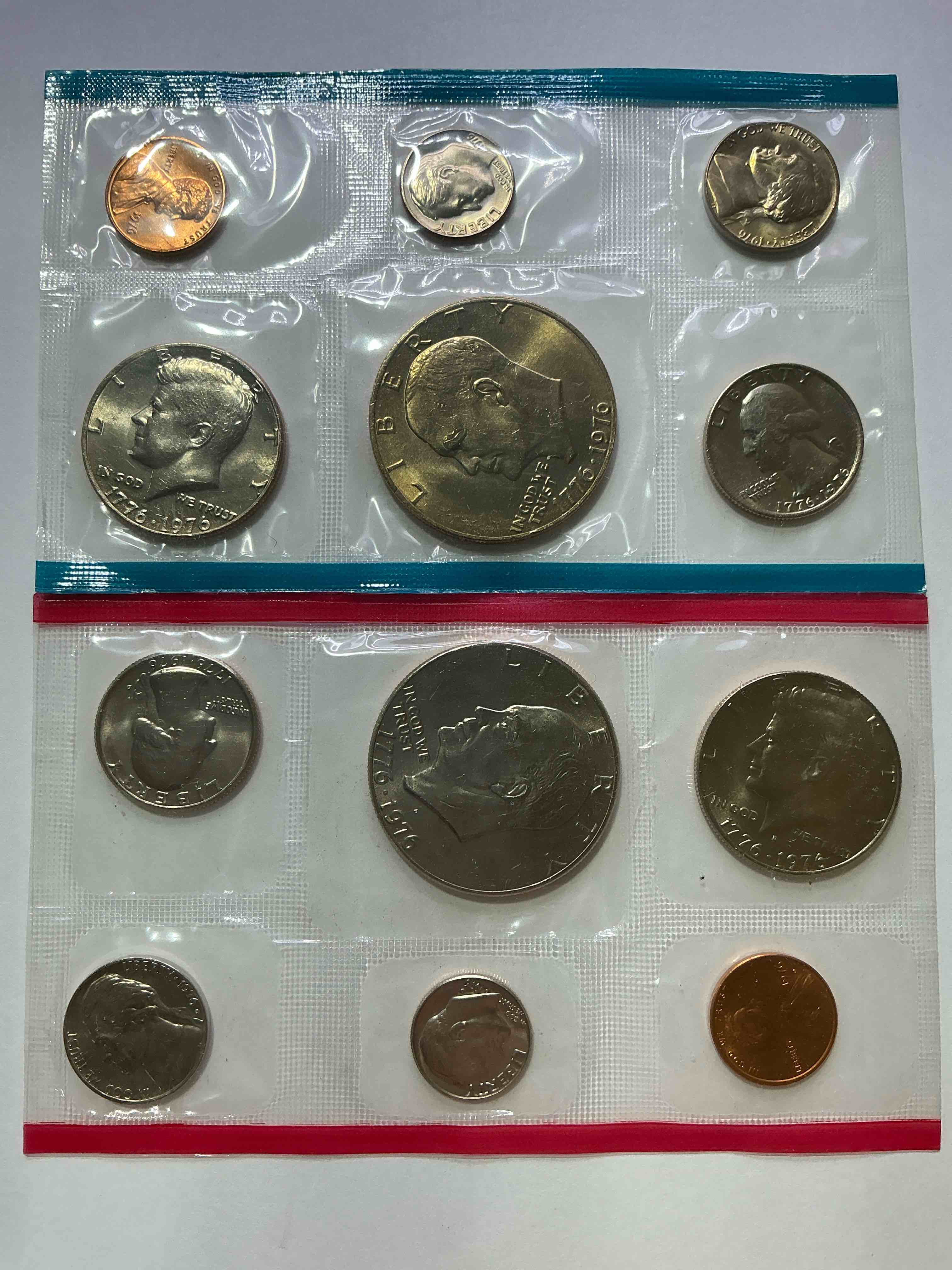 1976 Bicentennial Mint Coins! These Highly Collectible Mint Coins Includes 12 Coins, 6 Minted From Each Mint Location (Philly & Denver) That Year. Coins Are 1976 Special Bicentennial Edition, To Include Rare Bicentennial "Ike" Dollar!