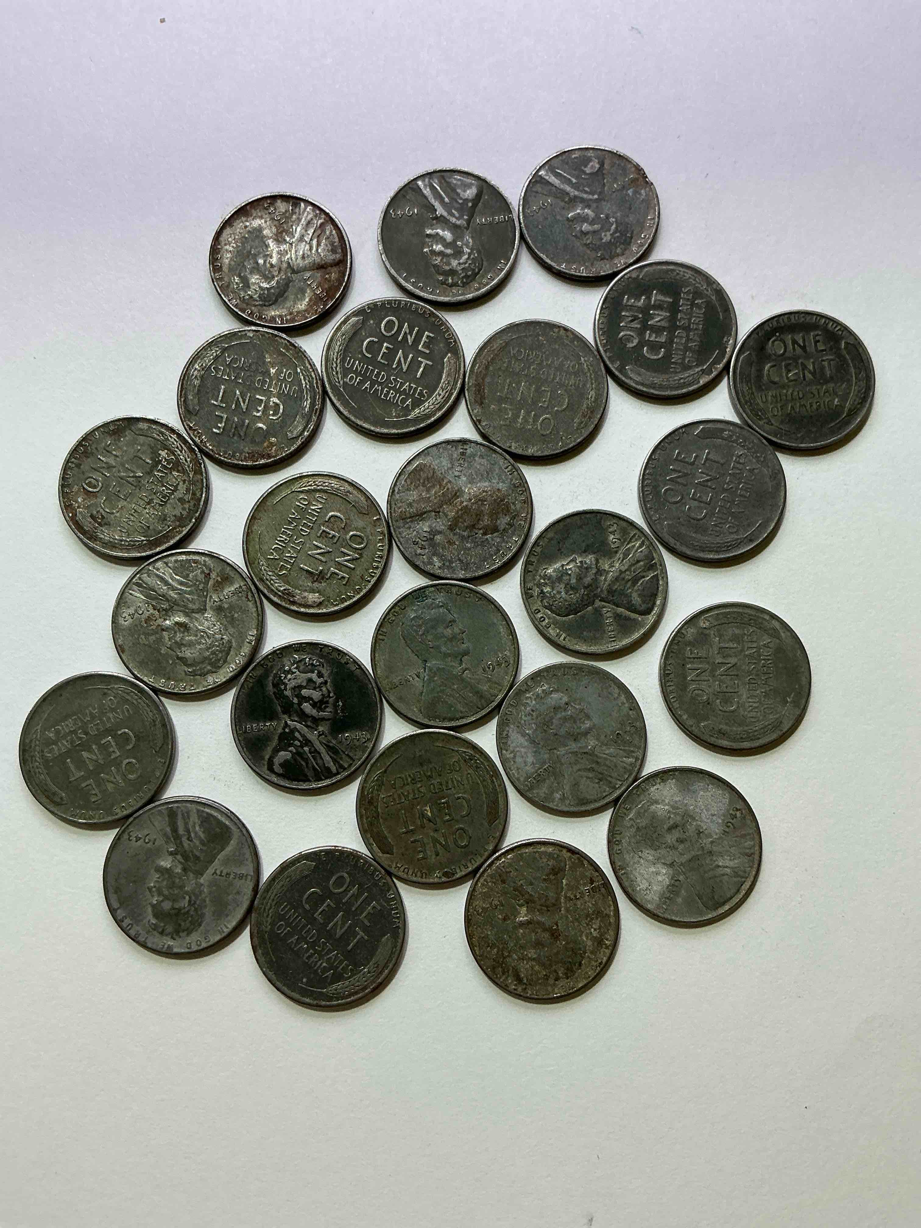 Condition photo showing Good Condition for 1943 World War Il History! Did You Know That In 1943 Copper Was So Valuable For Making Ammunition That The U.S. Treasury Made Pennies Out Of Steel?! 1943 STEEL Pennies Have Become Valuable, Rare Collector Items! Up For Auction Are Rare WWII Steel Pennies Appearing Circulated. Own Pieces Of World War II History That Are An Awesome Investment!