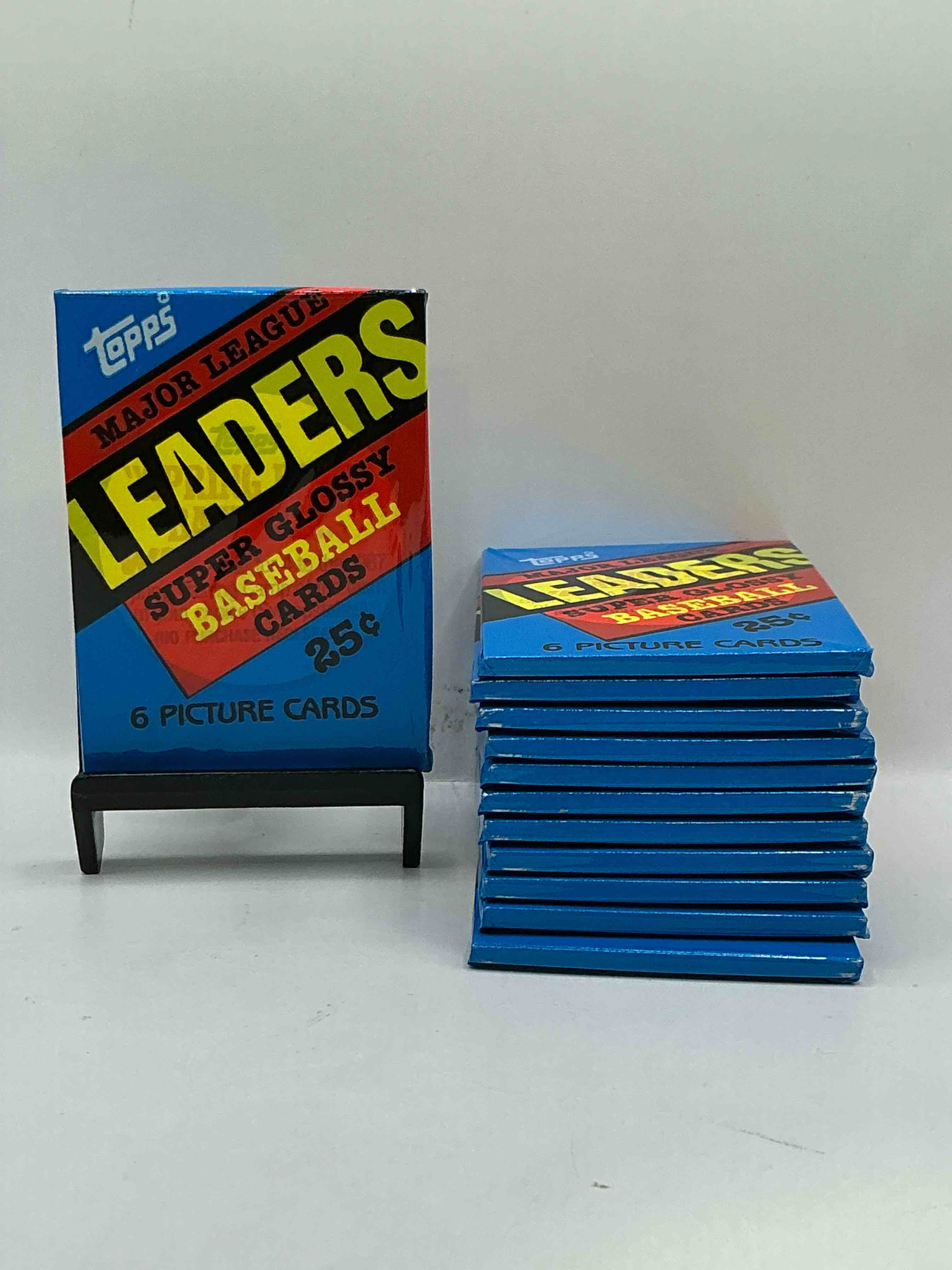 Ultra Rare! 1986 "MLB Leaders" Unopened Miniature Baseball Collectible Card Packs, 6 Cards Per Pack, Direct From Original Retail Case. Super Rare, Impossible To Find! Like New Condition!
