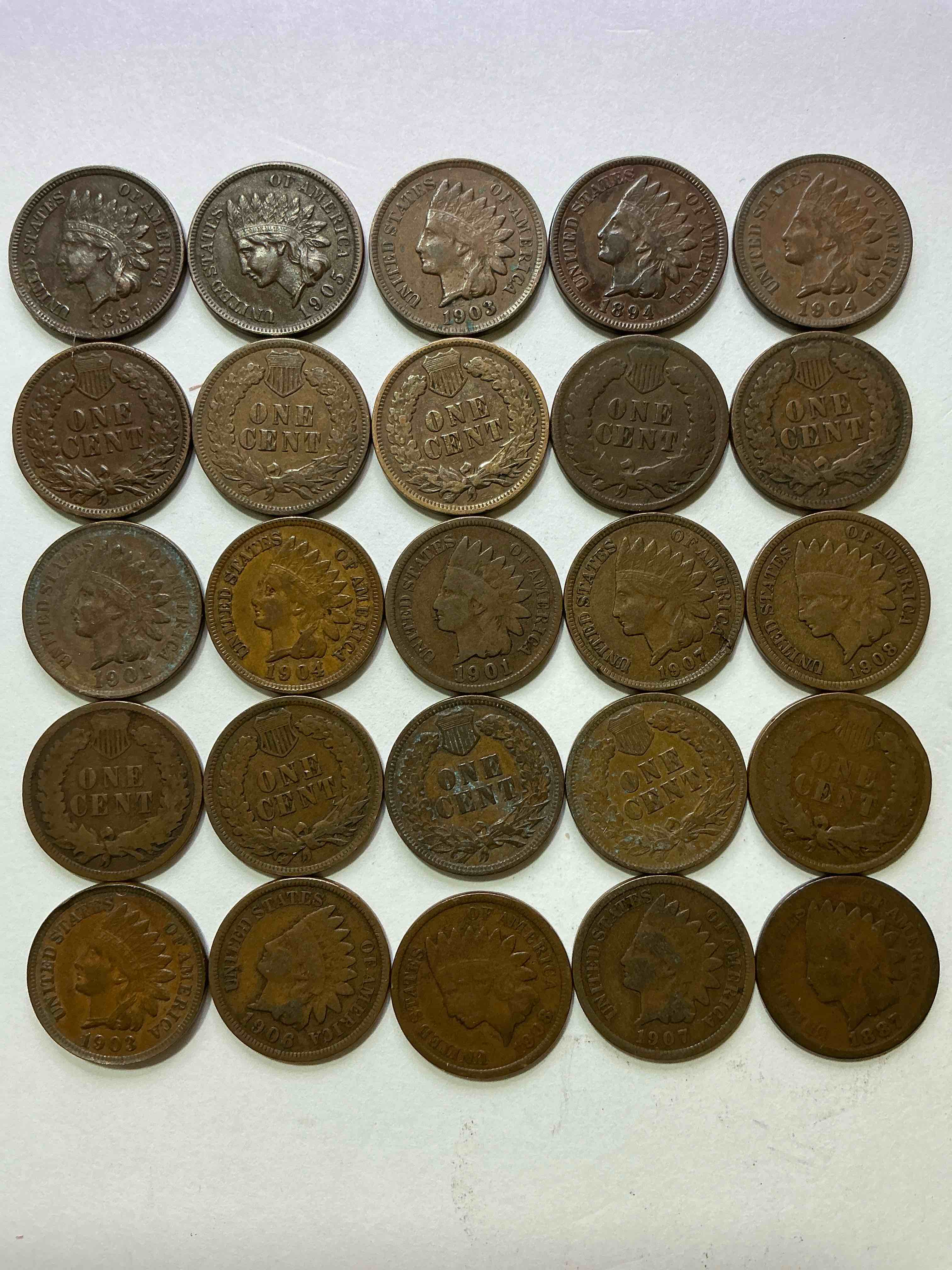 Indian Head Pennies! These Gorgeous U.S. Pennies Were Minted From 1859-1909 & Have Become Serious Collector Items! The "Indian Head" Design Is Actually A Representation Of Lady Liberty Wearing An Indian Headdress. Here Are Beautiful, Well-Kept Examples Representing Many Different Mint Years! Great For Collecting, Investing & Learning History, & Rare With Visible Dates!