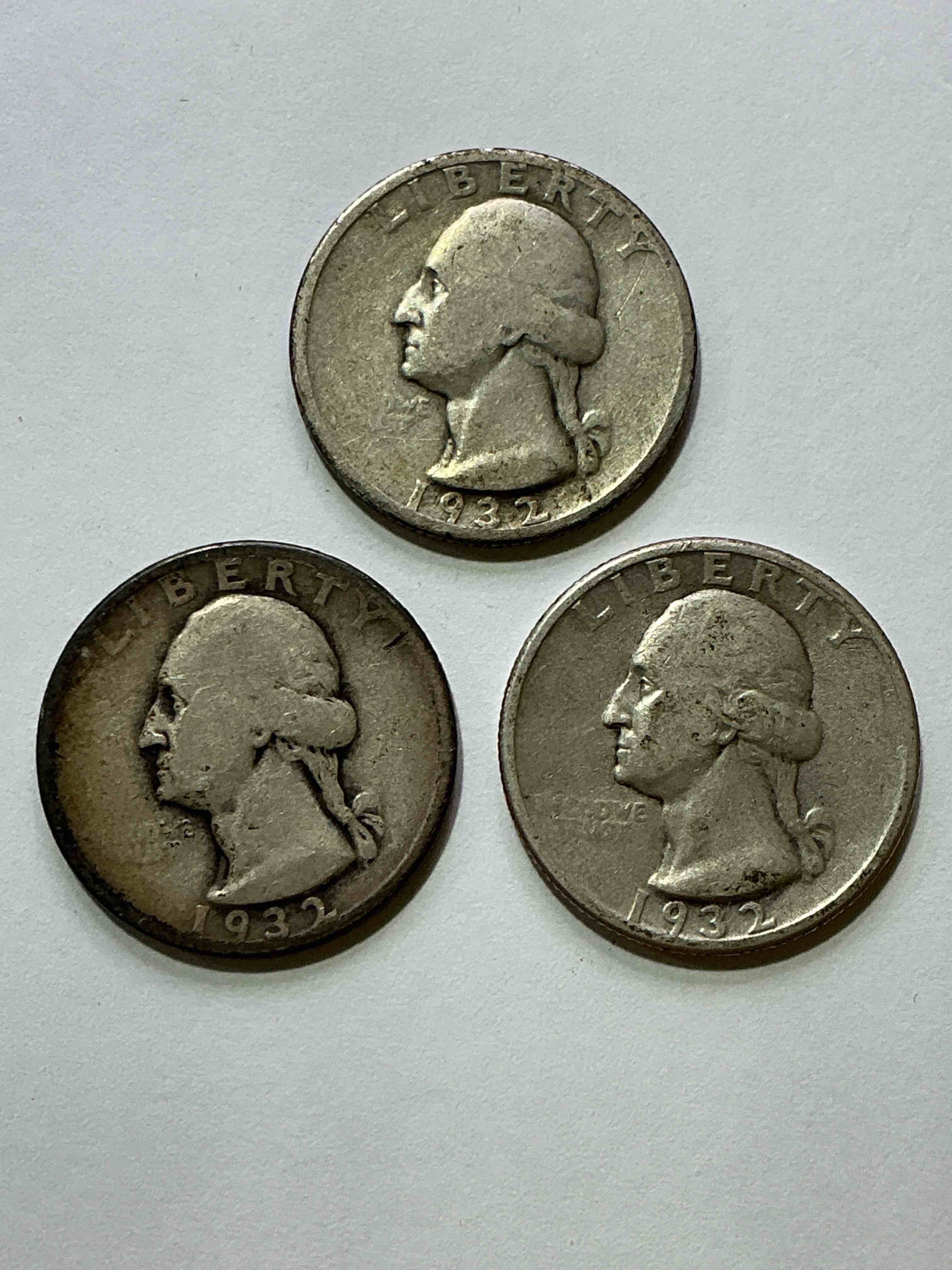 George Washington Silver! Pre 1965 U.S. Quarter Dollar Coins Were Actually Silver, Here Are Three Great Examples Of Awesome Pre 1965 George Washington Silver Quarters! Great For Investing In Precious Metals! These Coins Were Minted At 90% Silver and 10% Copper, Giving Them A Net Weight Of .18084 Ounces Of Pure Silver Per Coin! Hard To Find! Invest & Win!