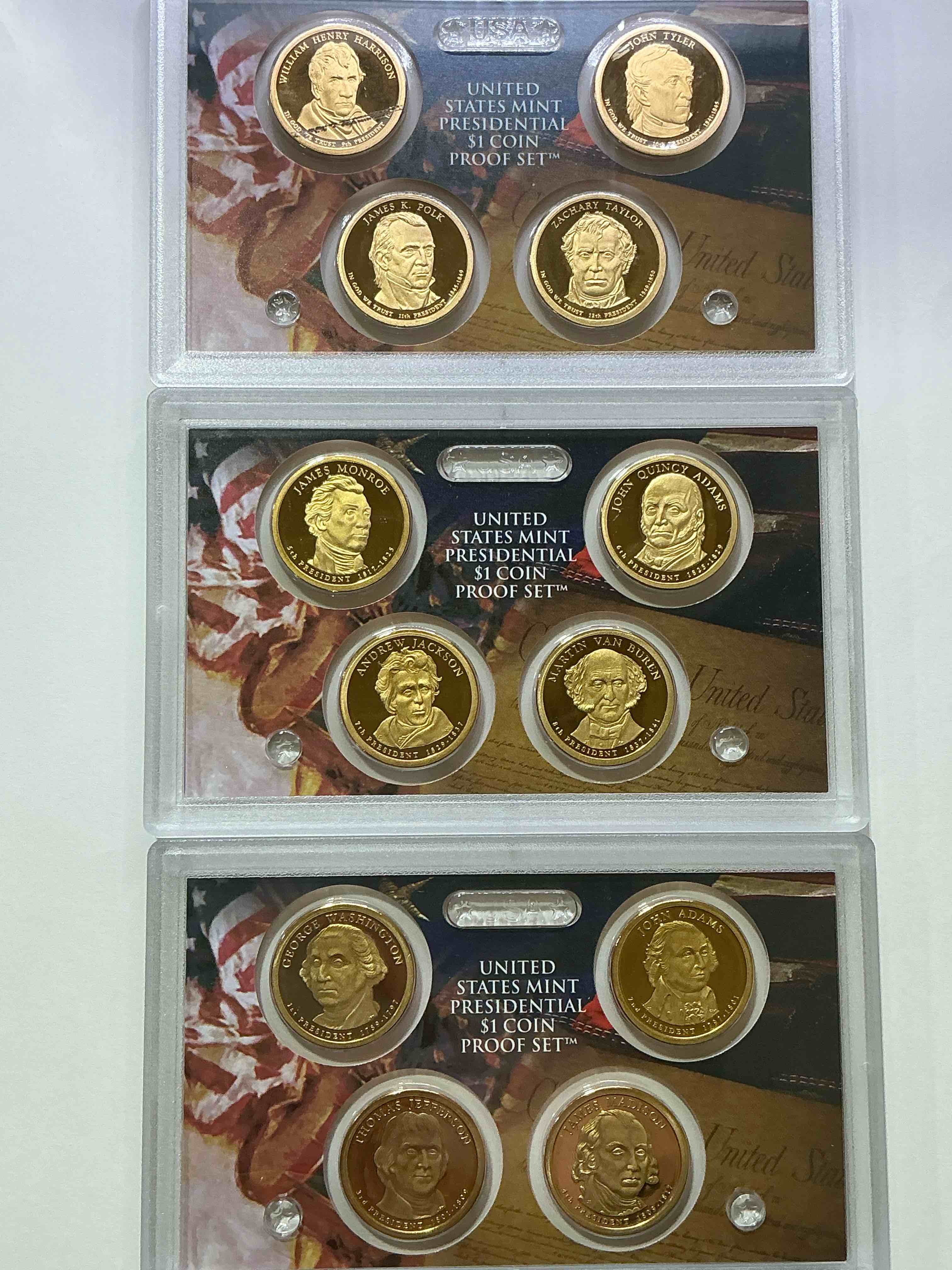 2007-2009 Presidential Mint Sets! Four Coins Each Set, Encased In Plastic… Ultra Rare! These Coin Sets Are Rare & Hard To Find, Perfect To Add To Any Collection!