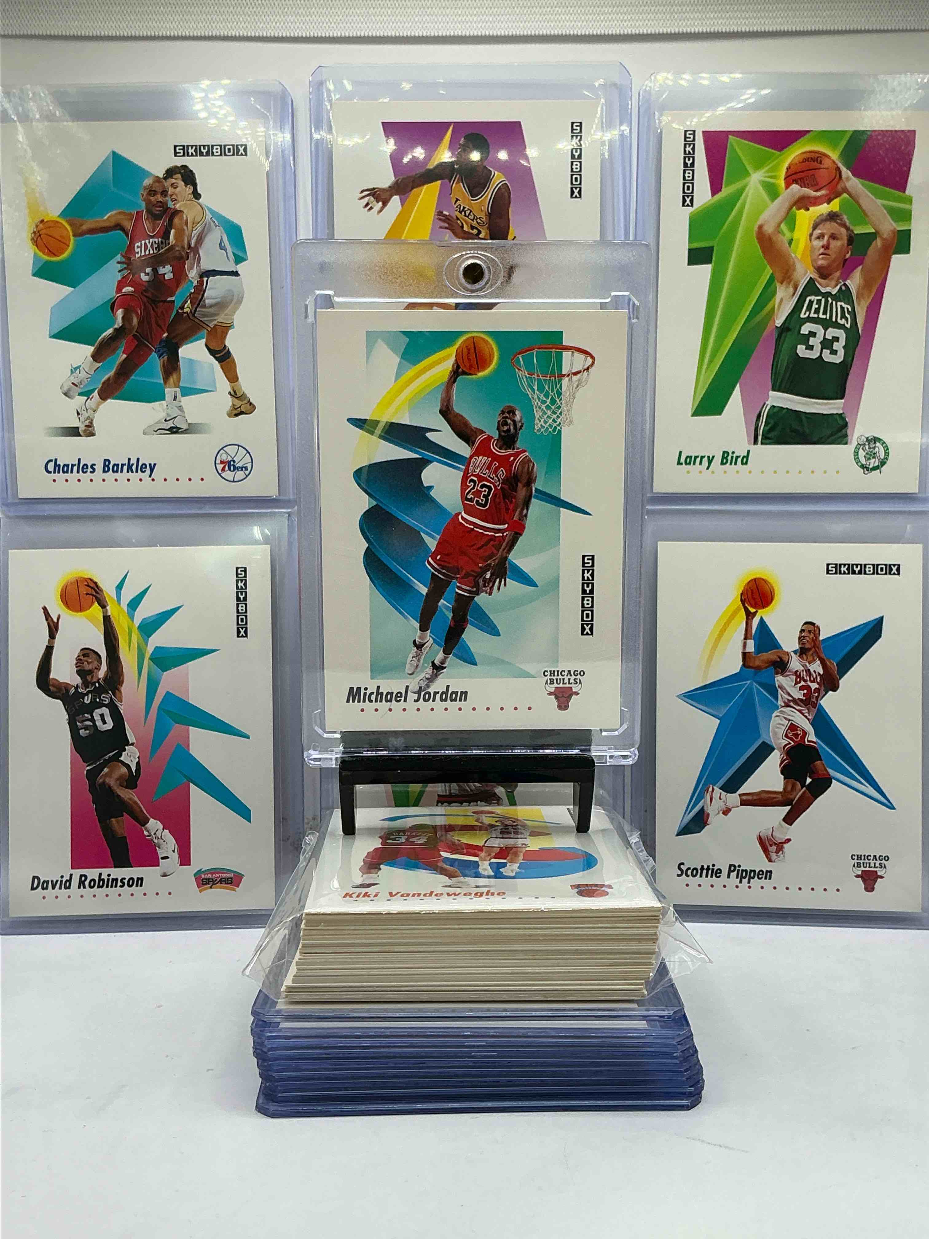 1991/92 Skybox Michael Jordan & More! Holy Grail Basketball! 1991/92 Skybox Basketball Cards! 50 Card Craziness! One Of The Most Coveted Michael Jordan, Larry Bird, Scottie Pippen, Charles Barkley, Karl Malone, Akeem Olajuwon & Clyde Drexler Cards! Along With Other Nice 1991 NBA Basketball Cards! Wilkins & More! These Cards Are Super Rare, Only 5 Years Off From A Jordan Rookie! Awesome Base Cards Combo! Wow! Mixed With A Variety Of Other Cards, Doesn't Get Better Than This!