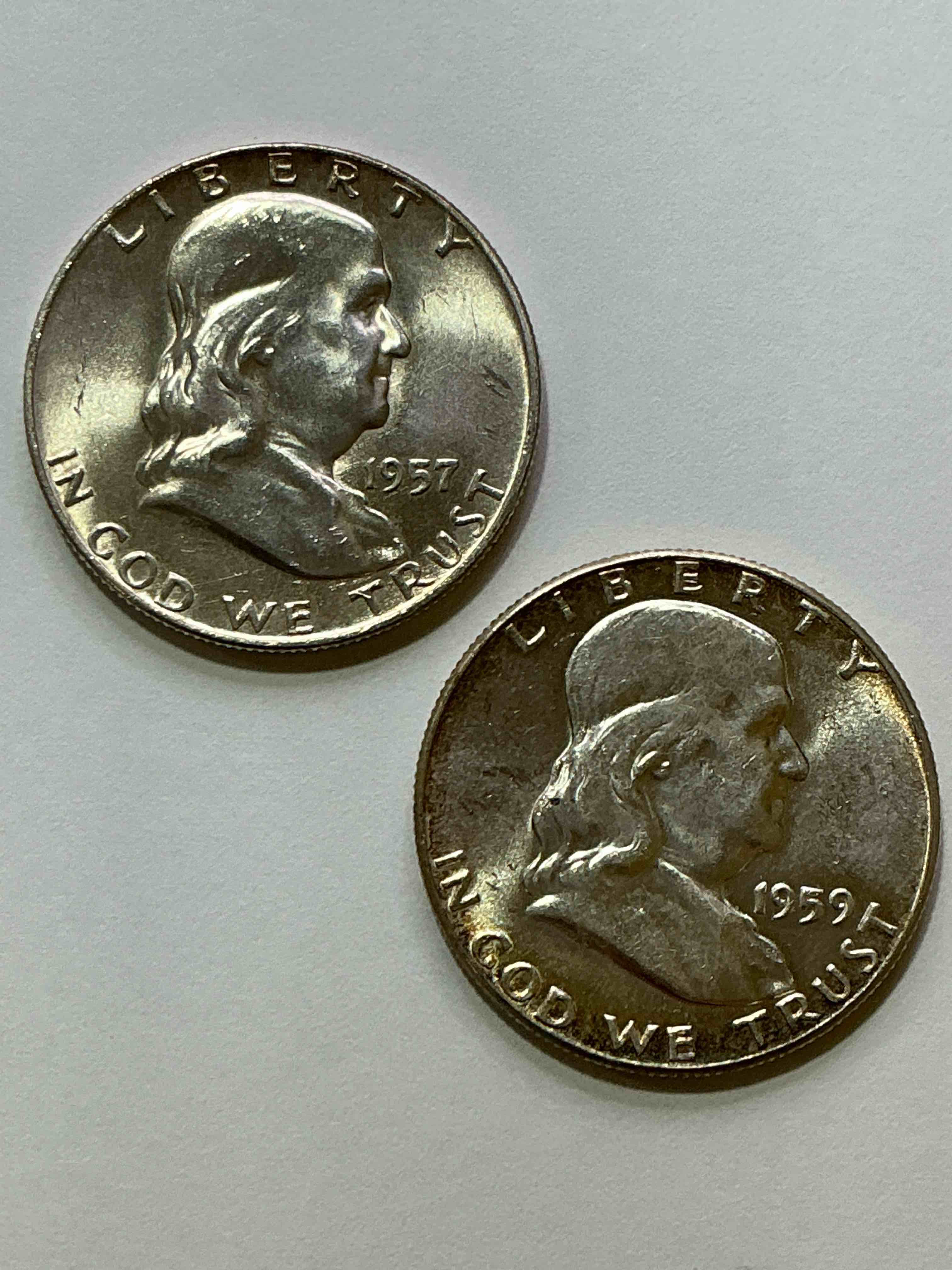 Ben Franklin Silver! Pre 1965 Silver U.S. Half Dollar Coins! Before 1965 American Half Dollars Were Actually Silver, Here Is A Gorgeous Example Of A Rare Ben Franklin Silver Half Dollar. Great Condition & Great For Investing In Precious Metals! These Heavy Half Dollars Were Minted At 90% Silver and 10% Copper, Giving Them A Net Weight Of .36169 Ounces Of Pure Silver Per Coin! Getting Very Rare. Invest & Win!