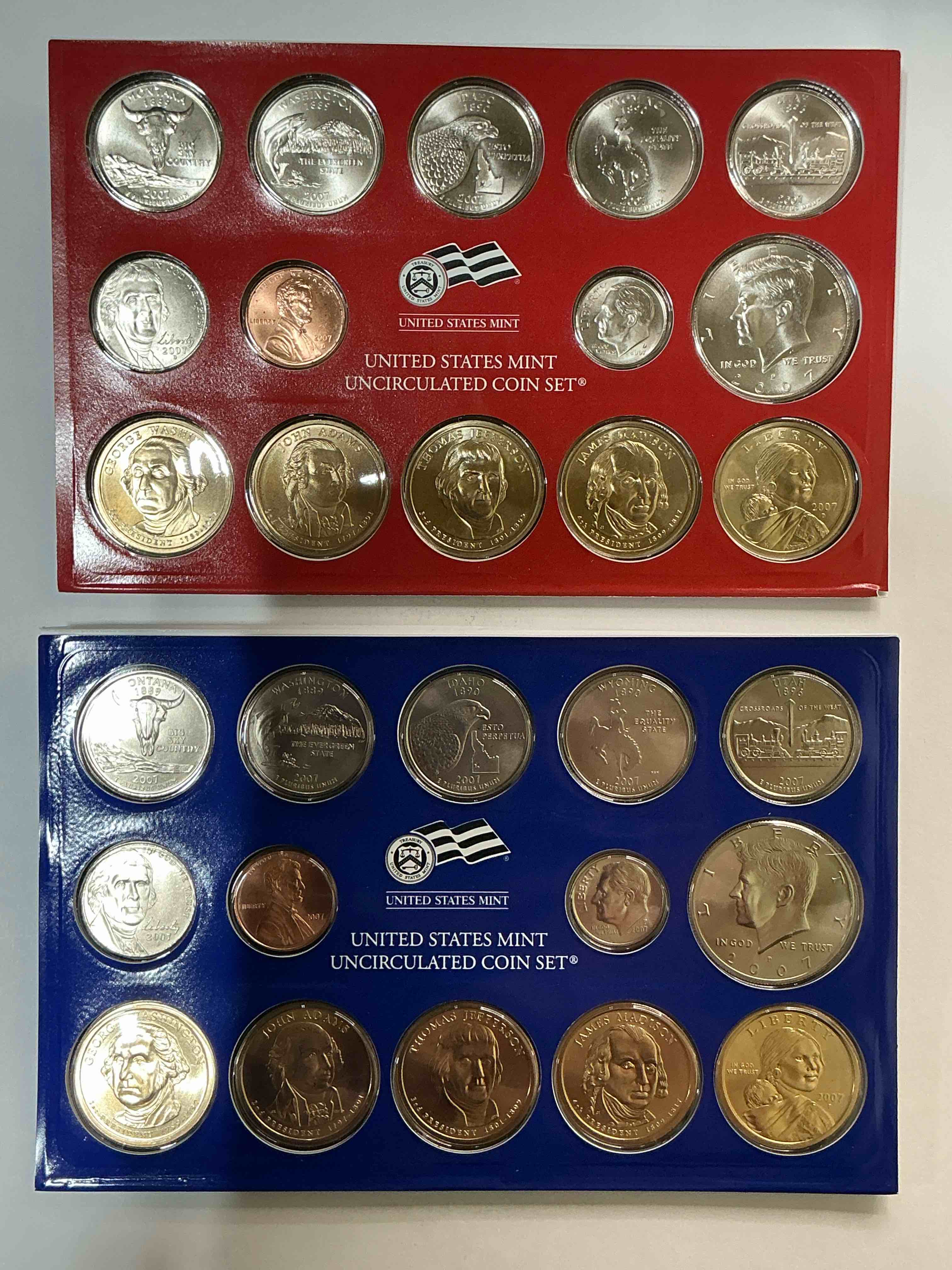 Crazy Uncirculated 2007 & 2008 Mint Set! 14 Coin Set, Including President Dollar Coins, Half Dollars, State Quarters, Dimes, Nickels & Pennies! Insane Mint Set!