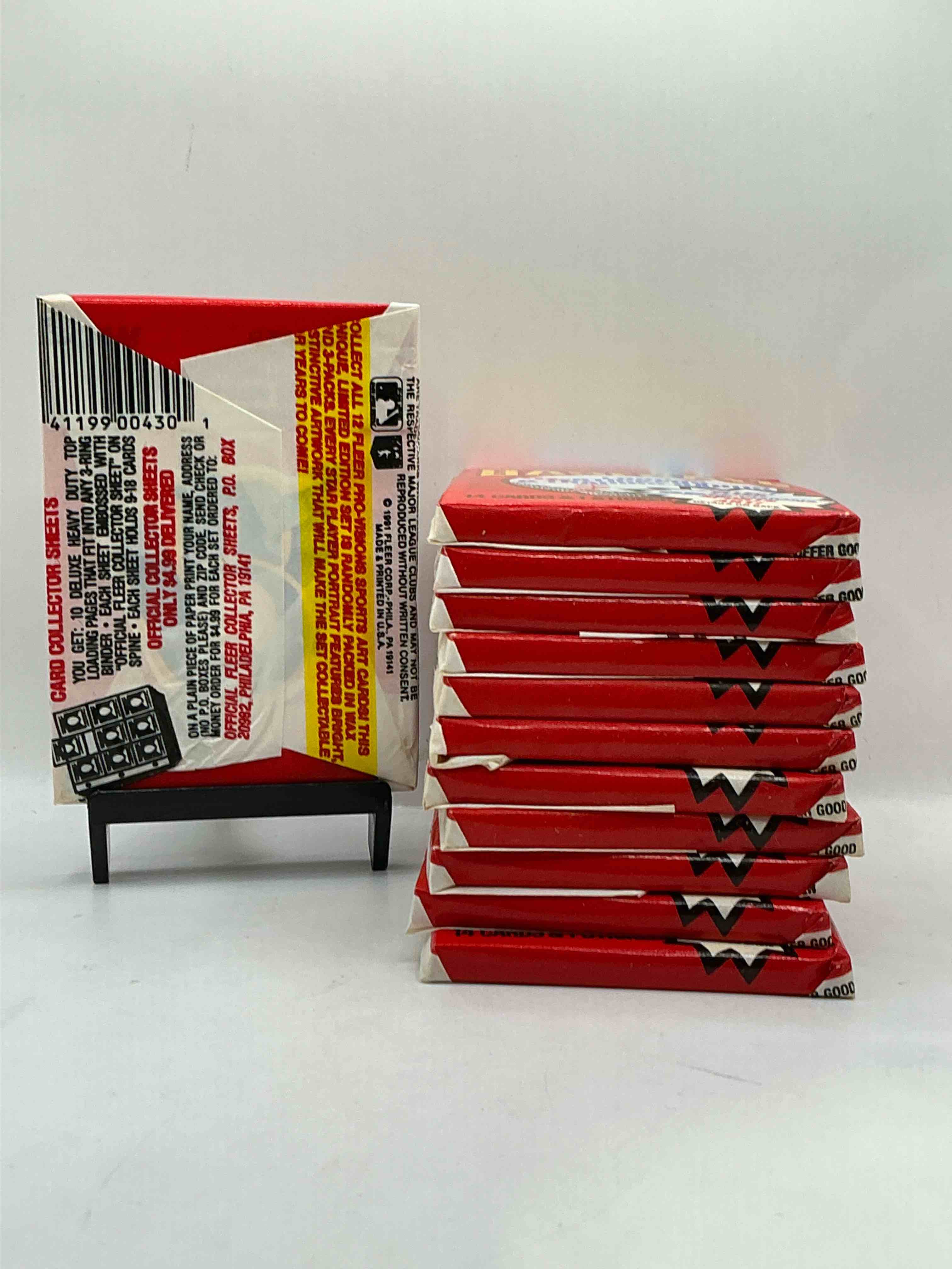 Condition photo showing New/Like New for 1991 Fleer Baseball Unopened Pack, Direct From Original Sealed Retail Case! Search For Griffey Jr. & Barry Bonds "Generation Stars" Combo Card #710 (PSA 10 Value $200), Nolan Ryan, Don Mattingly & So Much More!