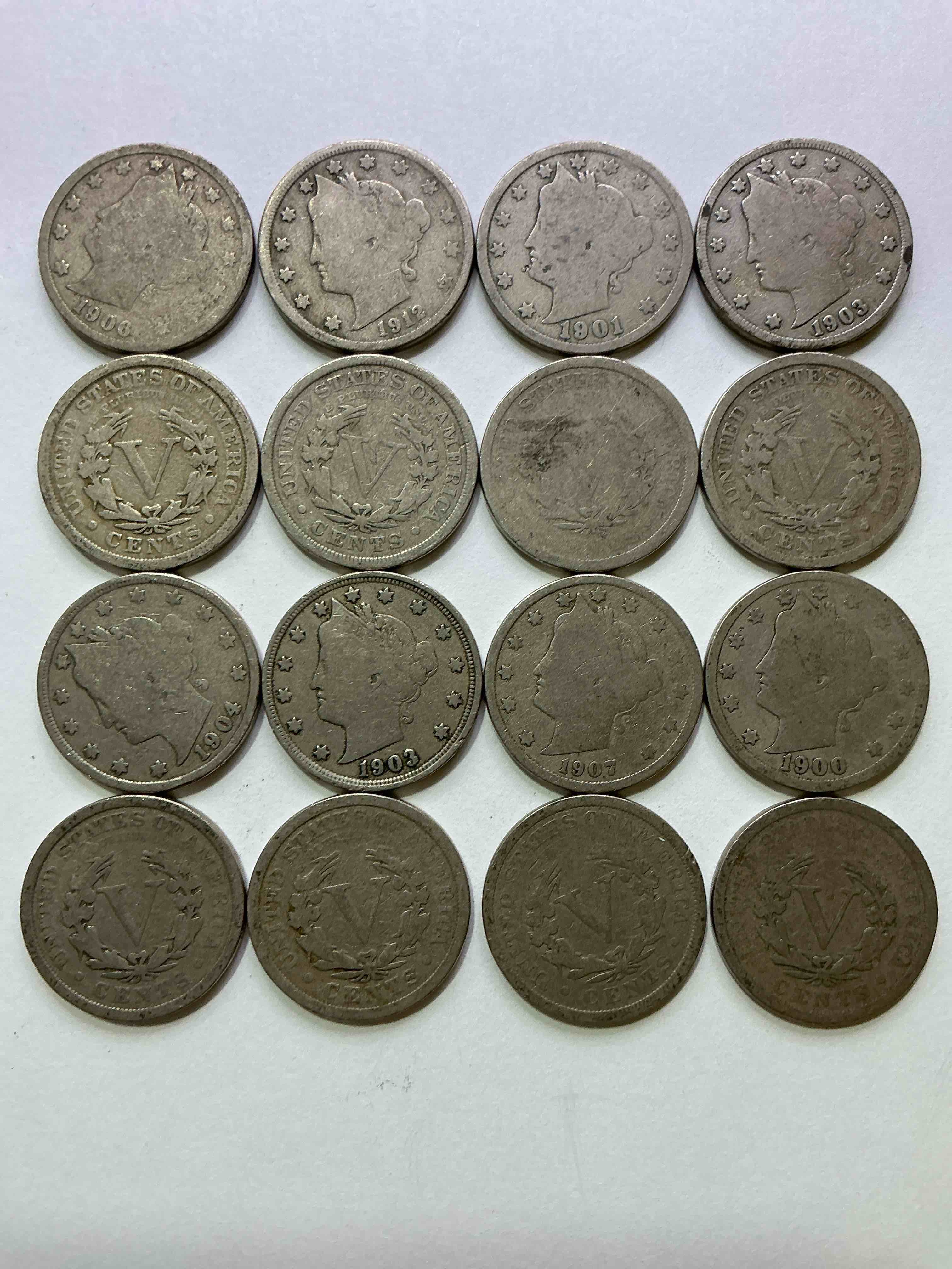 Condition photo showing Good Condition for Antique U.S. V Nickels! Think Of The History These Coins Have Seen!, Liberty Head V Nickels Were Minted Up Until 1913 & Were The Style Of Nickels Before Buffalo Nickels. Own Some Cool Pieces Of History! Rare To See These Coins With The "Date On" In Circulated Condition!