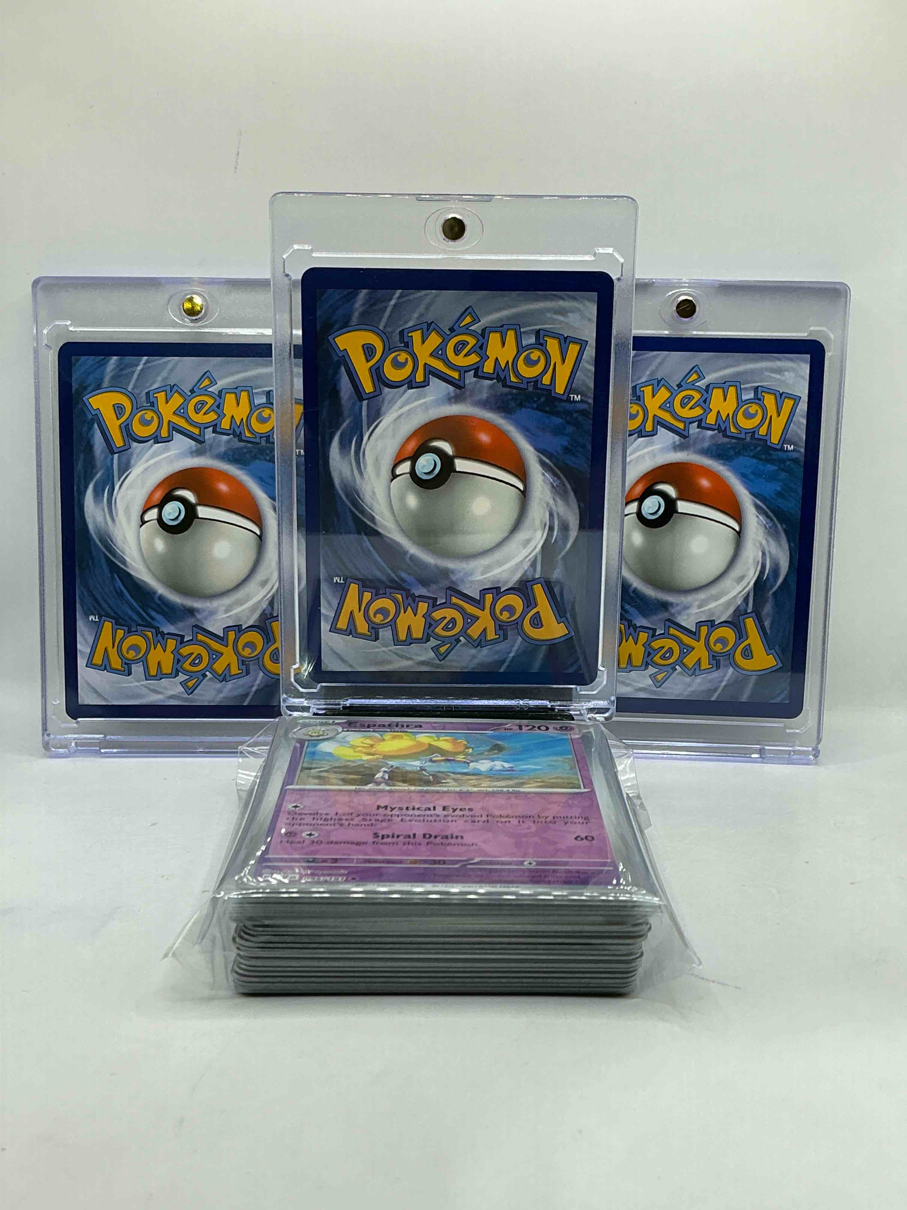 Condition photo showing New/Like New for Espeon V, Charizard EX & Flying Pikachu V! WOW! Insane Trio… Pokémon Party! 50 Card Lot Includes Commons, Holos & More! Perfect Time To Invest In The Hobby!